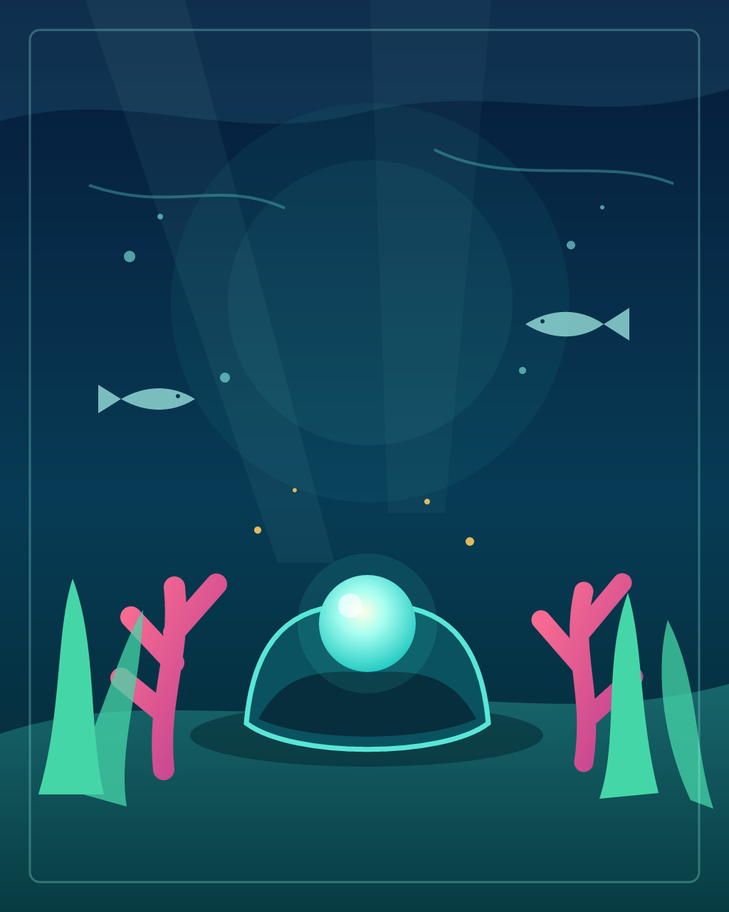 Tideglass Nocturne, version 1: Initial study — luminous shell garden