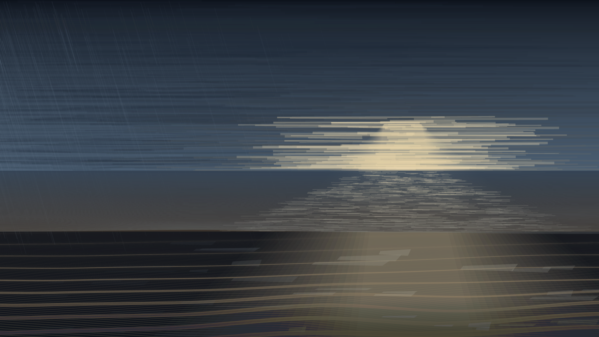 After the Squall, version 1: v1 base landscape: squall left, pan centre, lit sand right