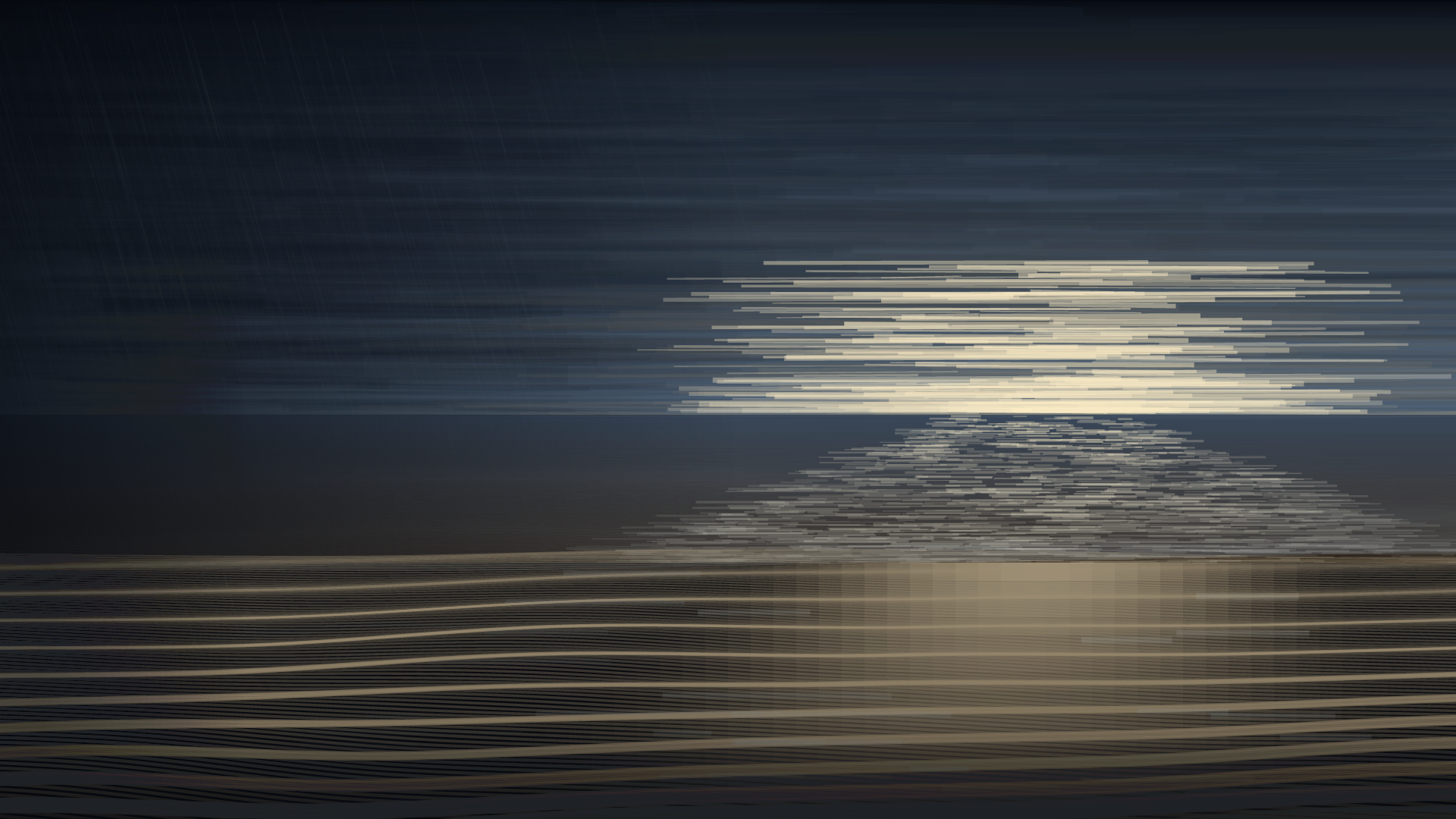 After the Squall, version 3: v3: removed blend seams, light narrowed from a wash into a landing beam, spit raised to read as middle distance, ridges carved by the beam, near foreground separated