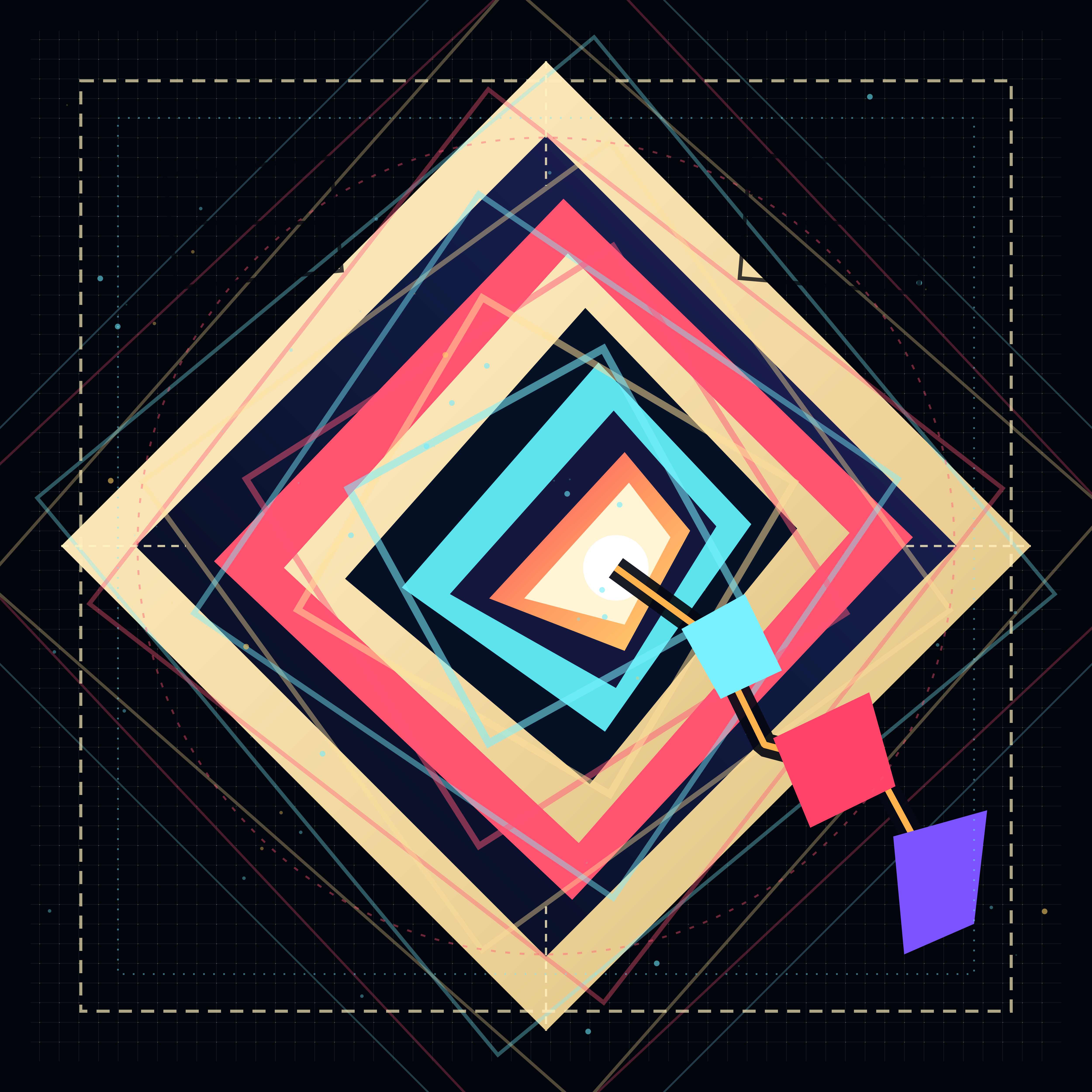 The Margin Learns to Bloom, version 3: Branch B1 - replace translucent bloom with a hard-edged recursive inspection aperture