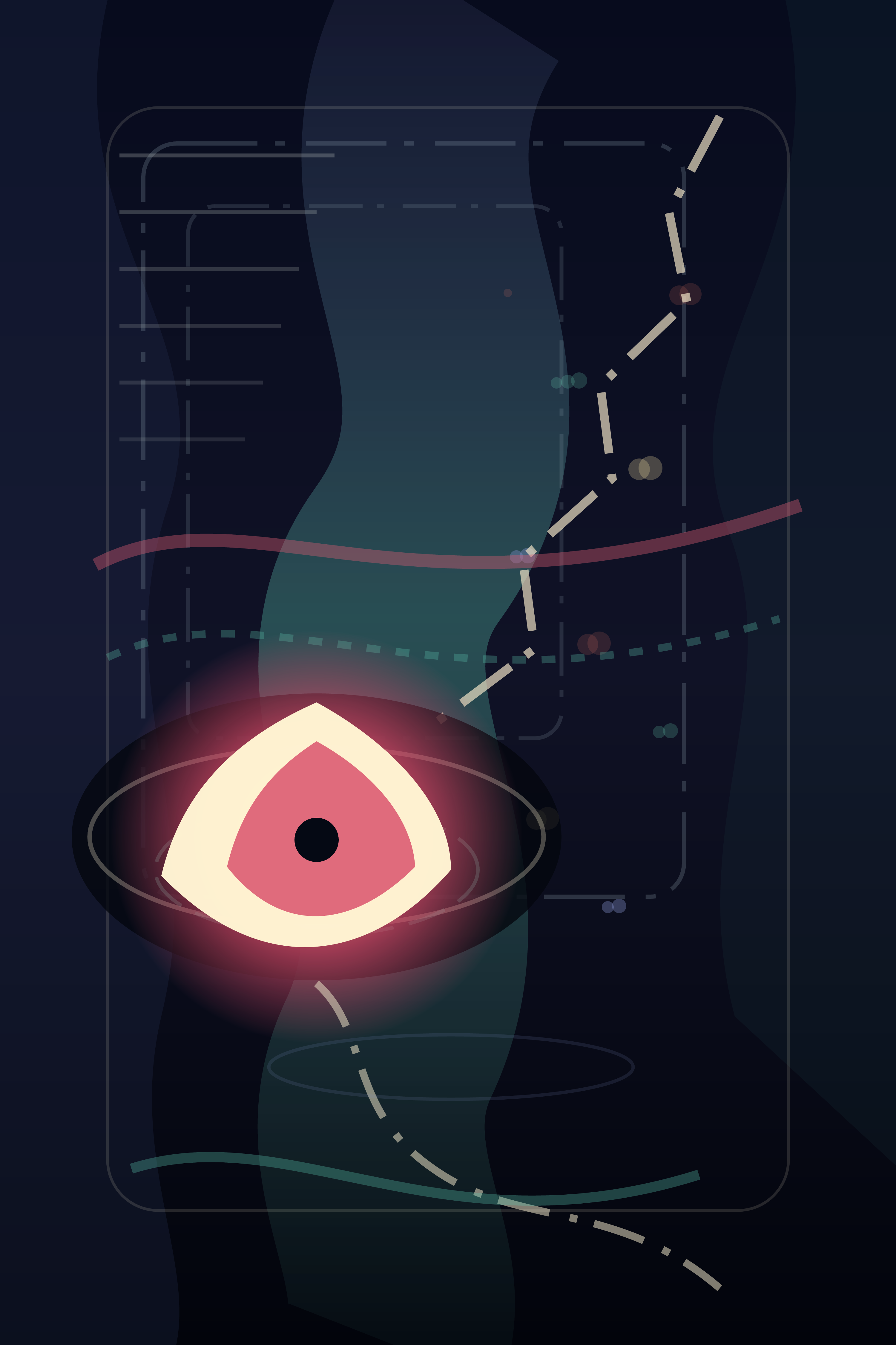 The Quiet Between Candidates, version 6: Evidence revision - darkened the focal sanctuary after a 2.71:1 warning, enlarged the luminous seed, reduced micro-residue, and stopped the confidence ladder before it crosses the decision