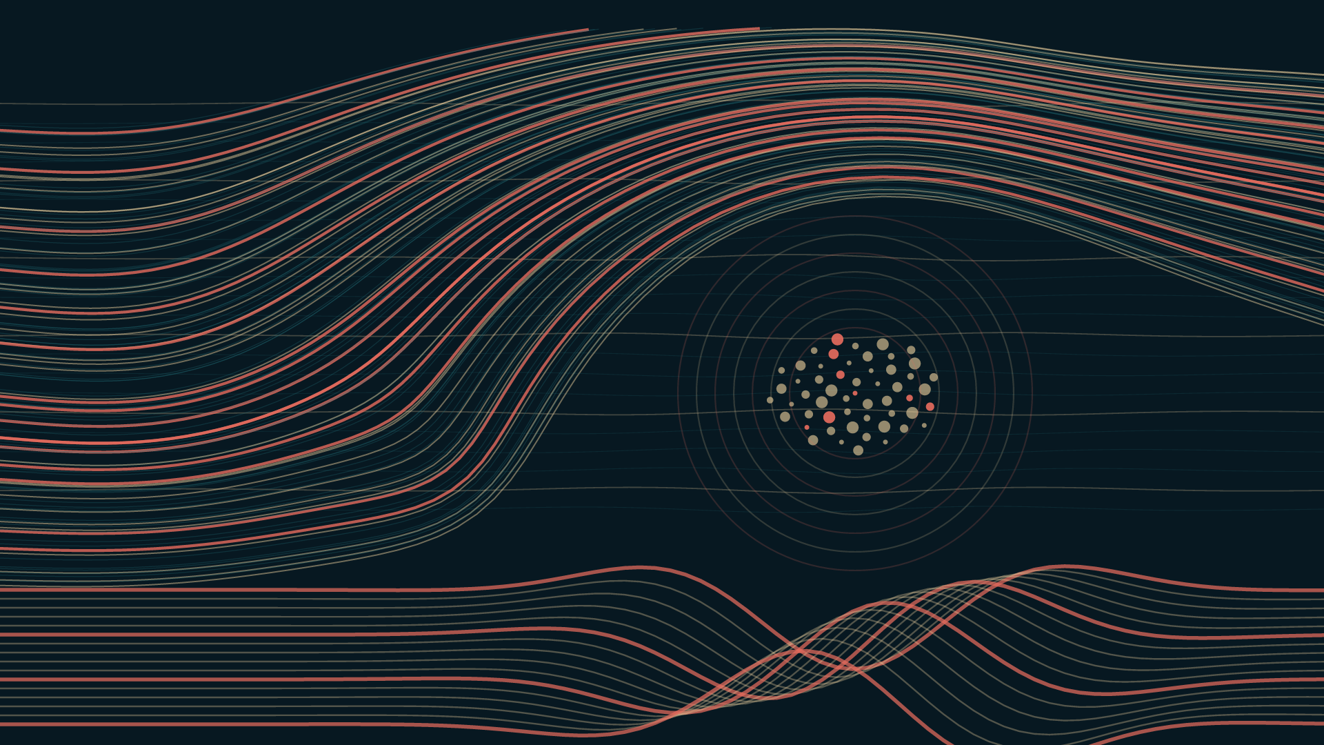 The River Remembers the Stone, version 1: v1 — advected currents establish the three-part migration