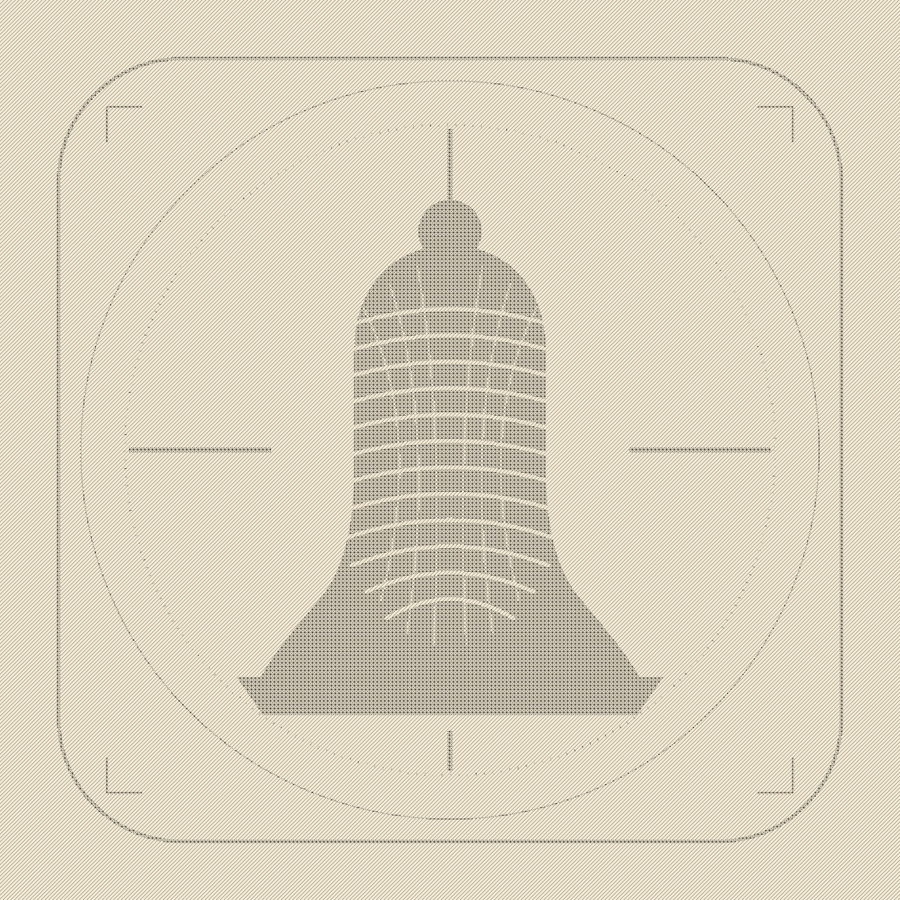 Anatomy of a Bell That Never Rang, version 2: Branch A developed — cross-hatched engraving from the single-plate icon