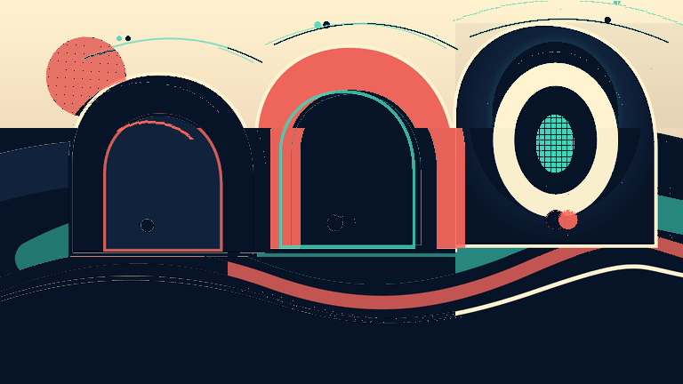 Where the Horizon Learns to Breathe, version 4: Temporal Branch B render — sequential cathedral gates transform seal into passage
