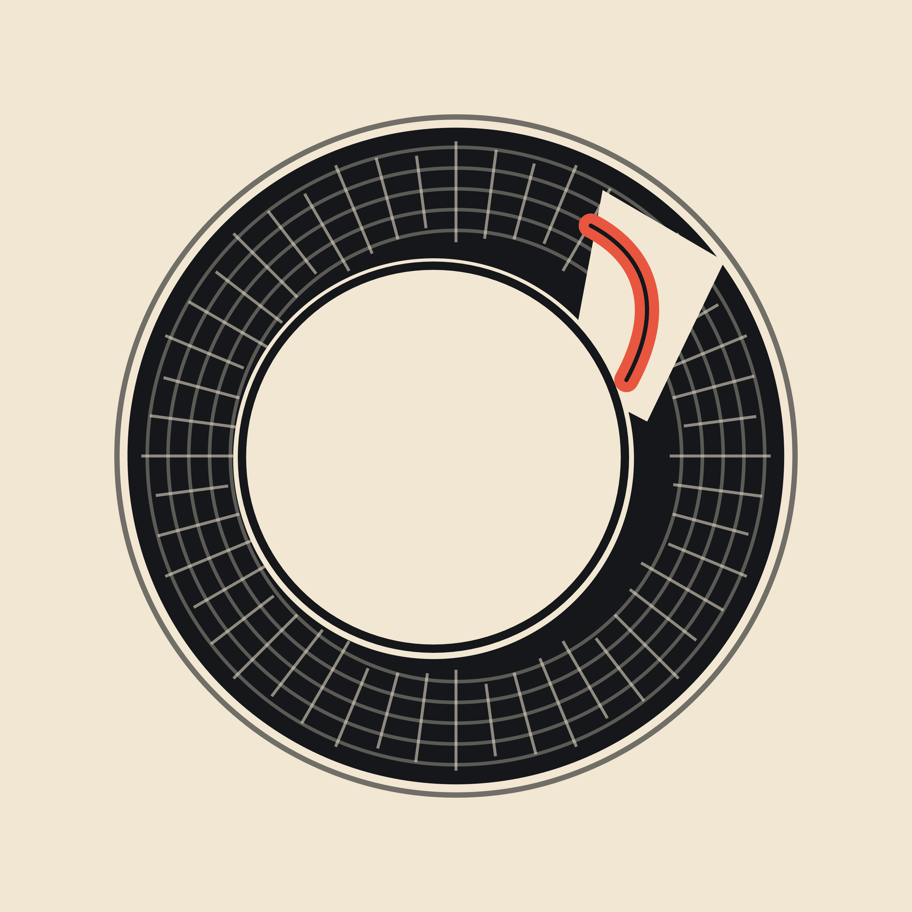 Pressure Map for a Future Fossil, version 2: A2 - enlarge void, consolidate spokes, move chromatic seam inward after inspection