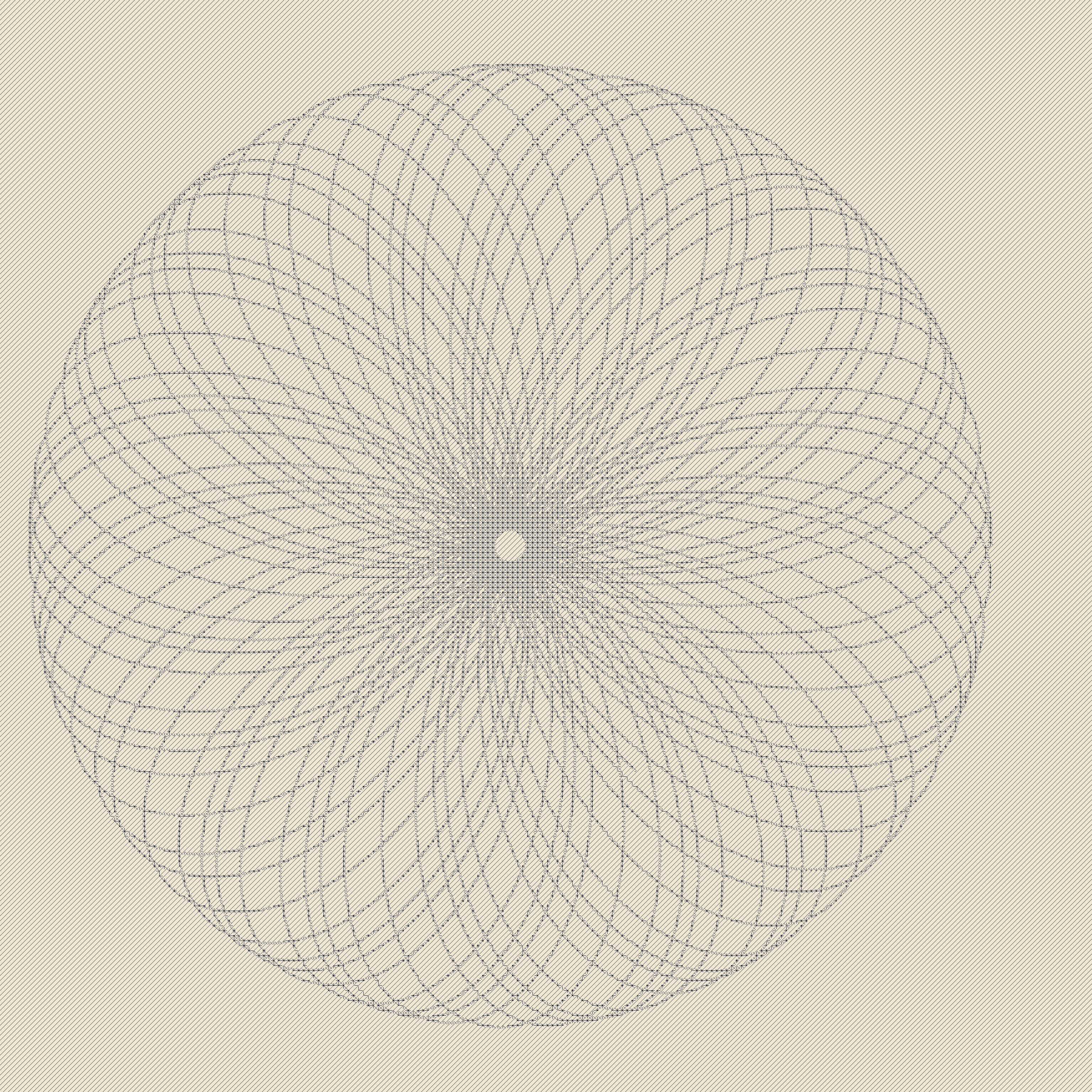 Pressure Map for a Future Fossil, version 6: B3 - translate heavier plotted orbit into four-level engraving