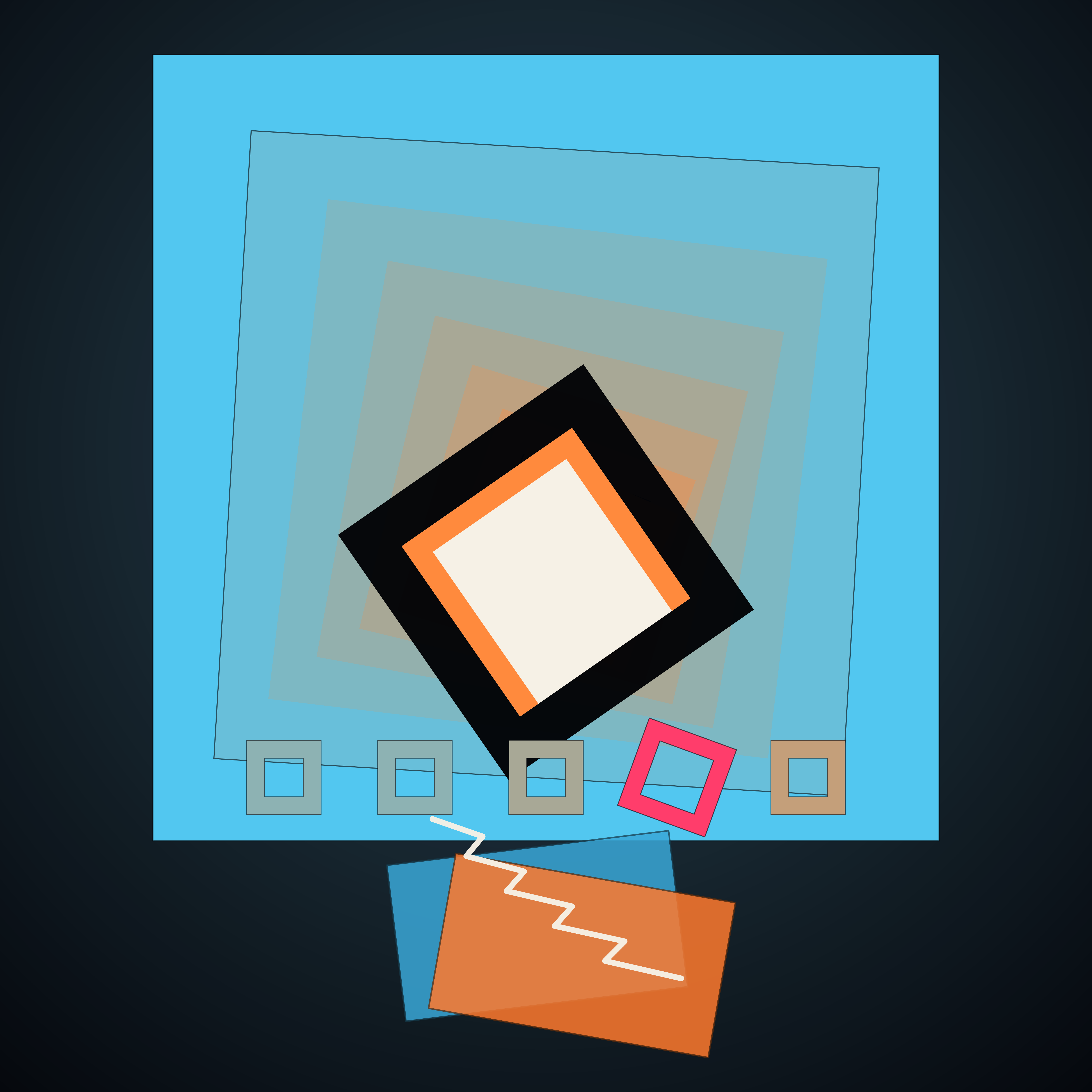 Provenance Chain, version 6: v6: frame00 enlarged so blue plane rivals background area; breach is a scale anomaly (950px), not a decay step; zones rebalanced
