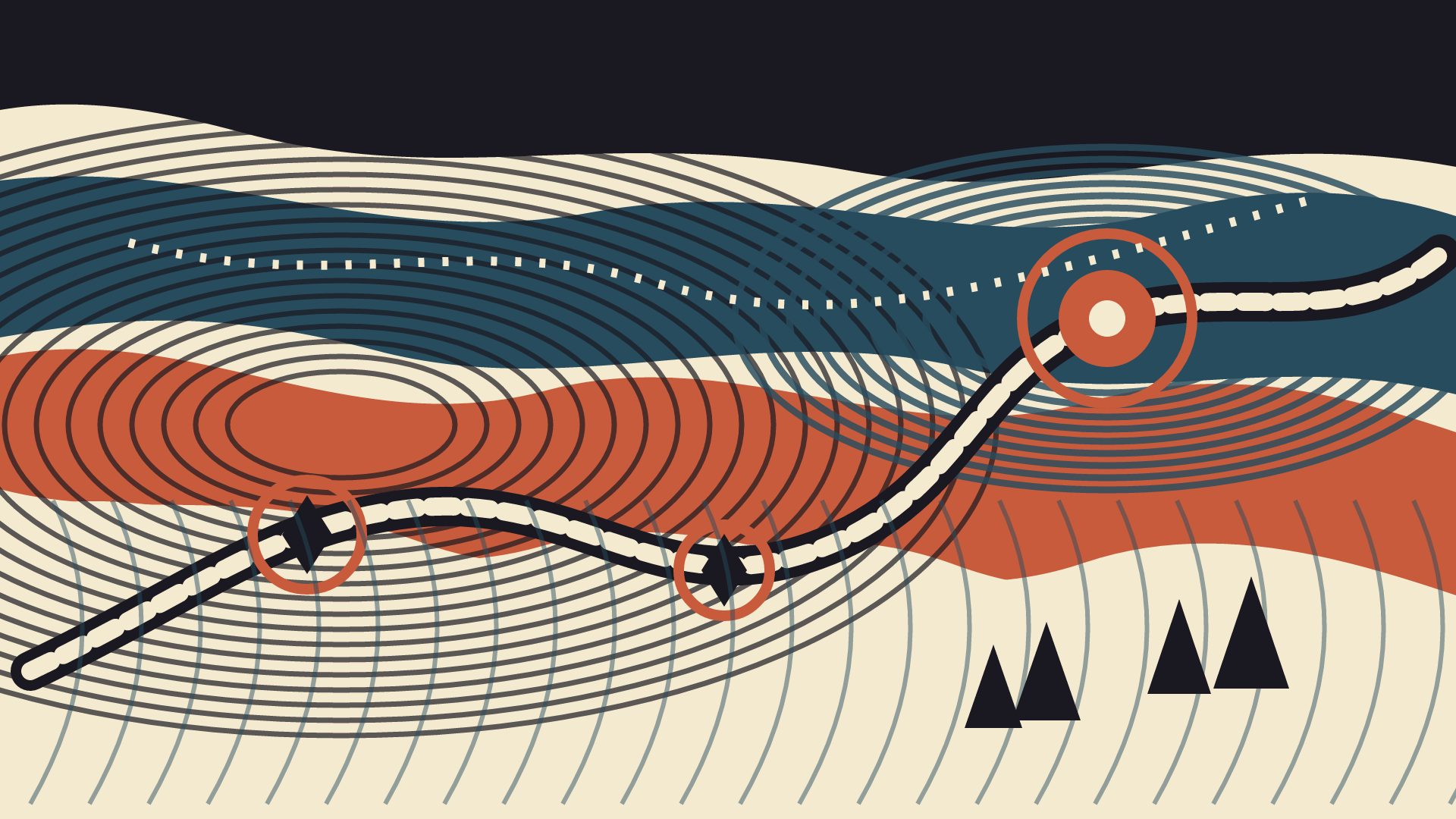 The Valley Practices Rain, version 3: Branch B: map-view incision, testing contour fields and three ritual waypoints