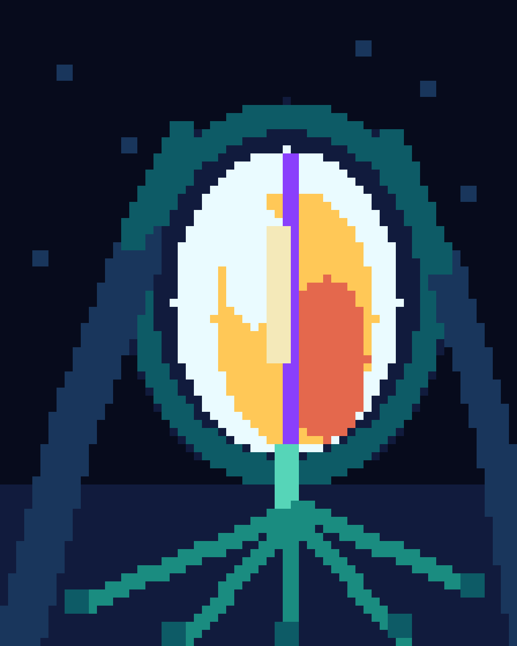 Seed Signal: Nocturne for a Future Orchard, version 3: A3 high-contrast seed emblem; subdued roots and perimeter