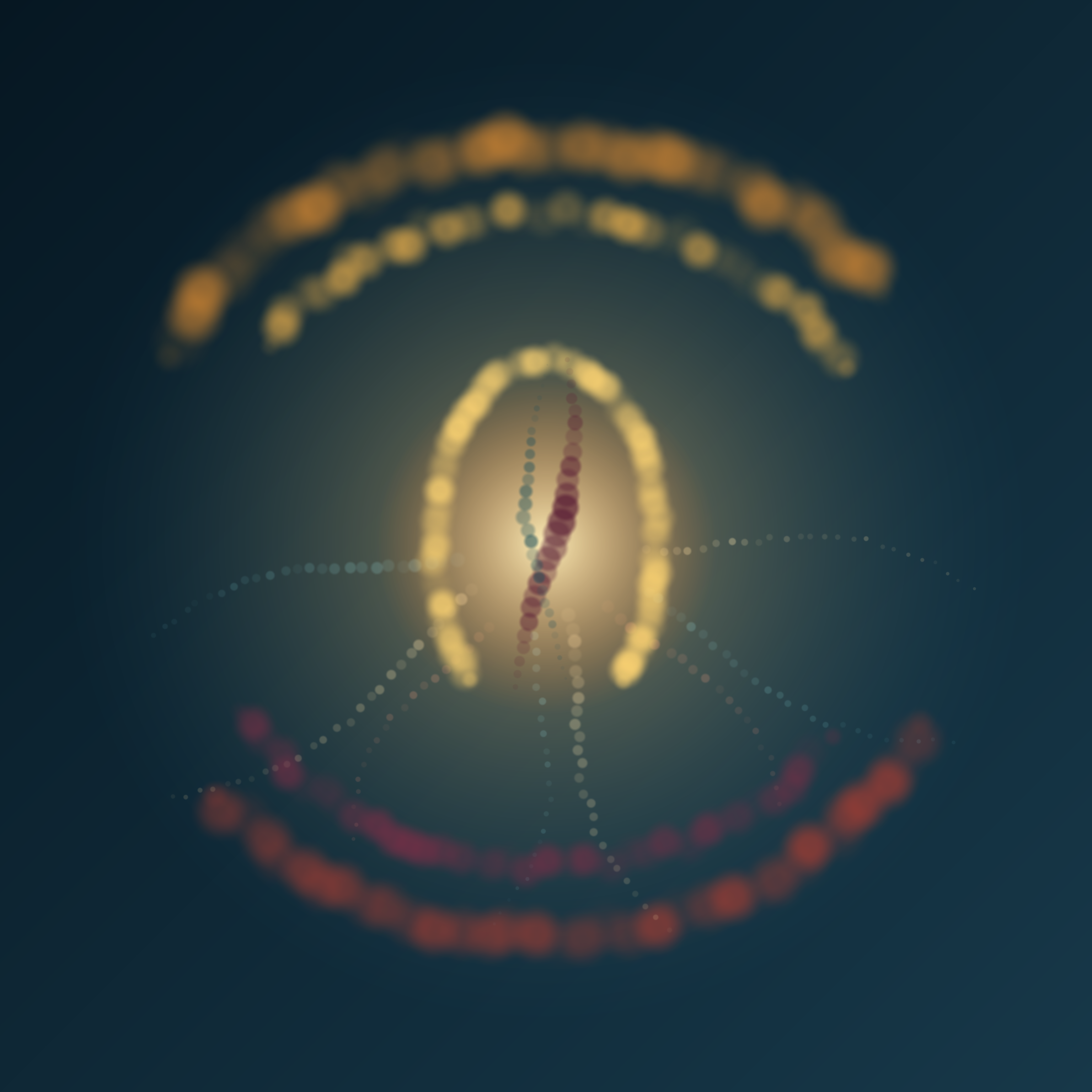 Reliquary of the Rainseed, version 2: Branch A hypothesis: a luminous seed and broken solar rings will read monumentally while nested veins reward close inspection.