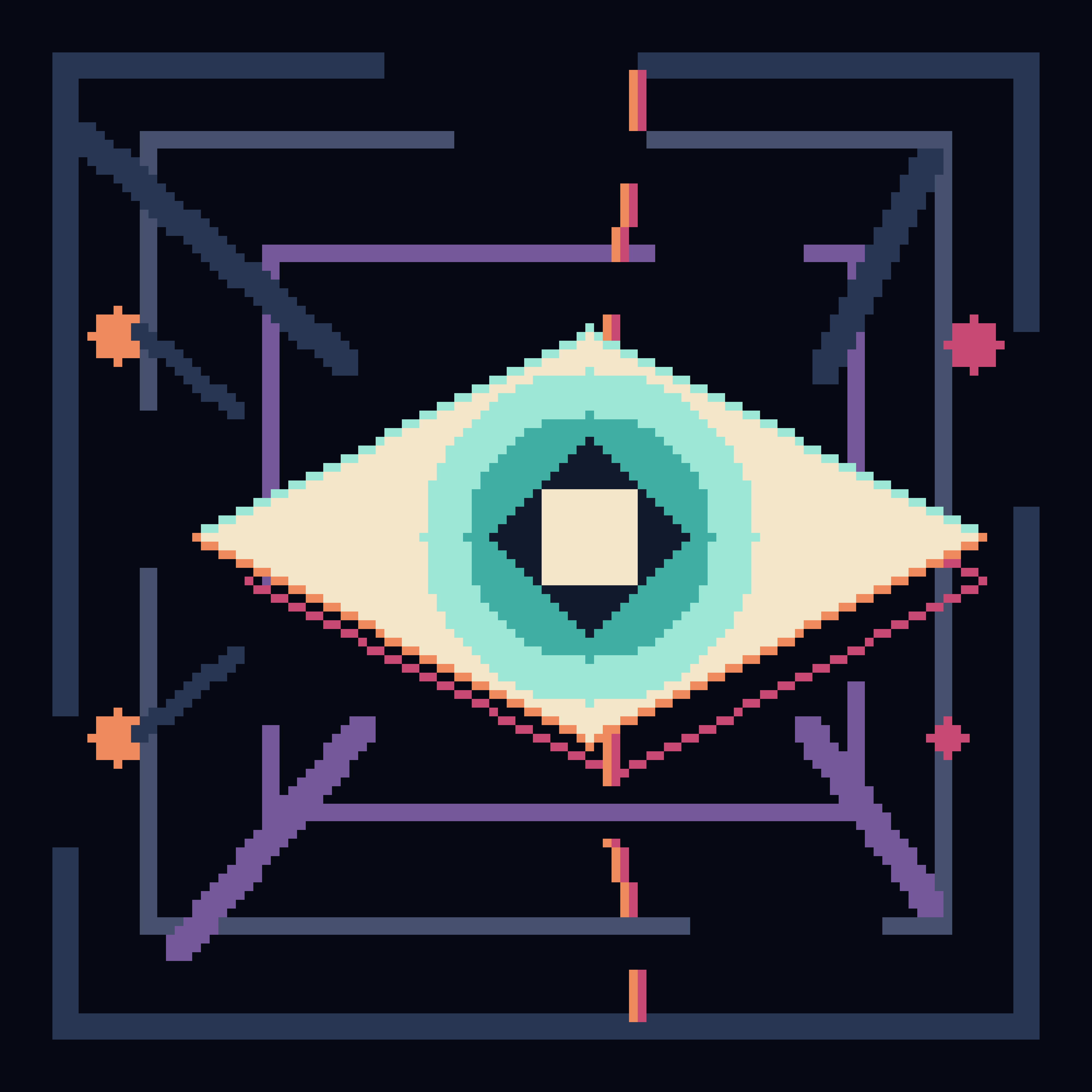 The Lantern Refuses Its Frame, version 8: Final proof S3 — stop the inspection seam at the aperture and replace the low-contrast micro-frame with one broad bone lantern, preserving recursion in the larger nested frames.