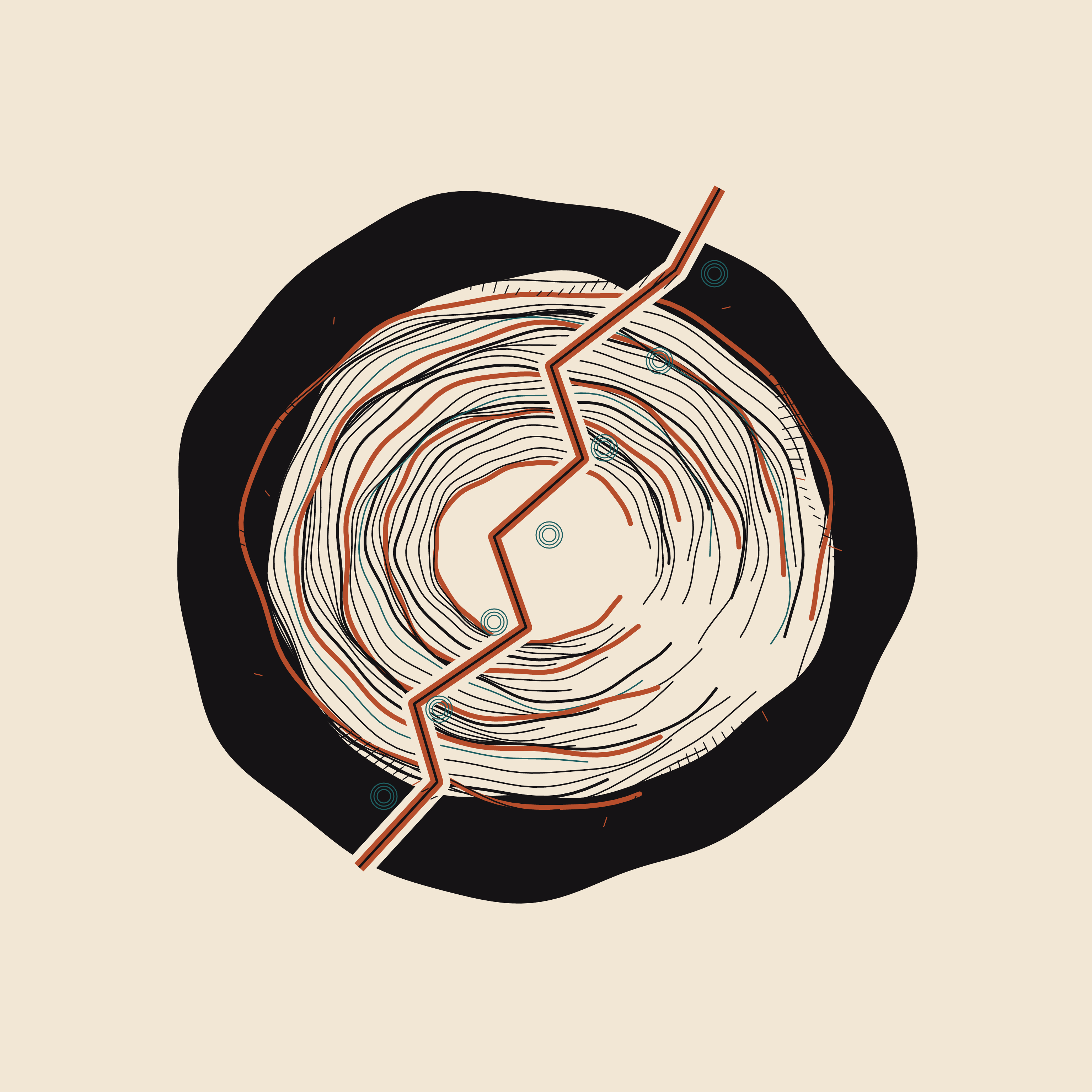 The Memory of Pressure, version 1: Branch A: can nested interrupted contours hold a monumental seal while preserving micro-rhythm?