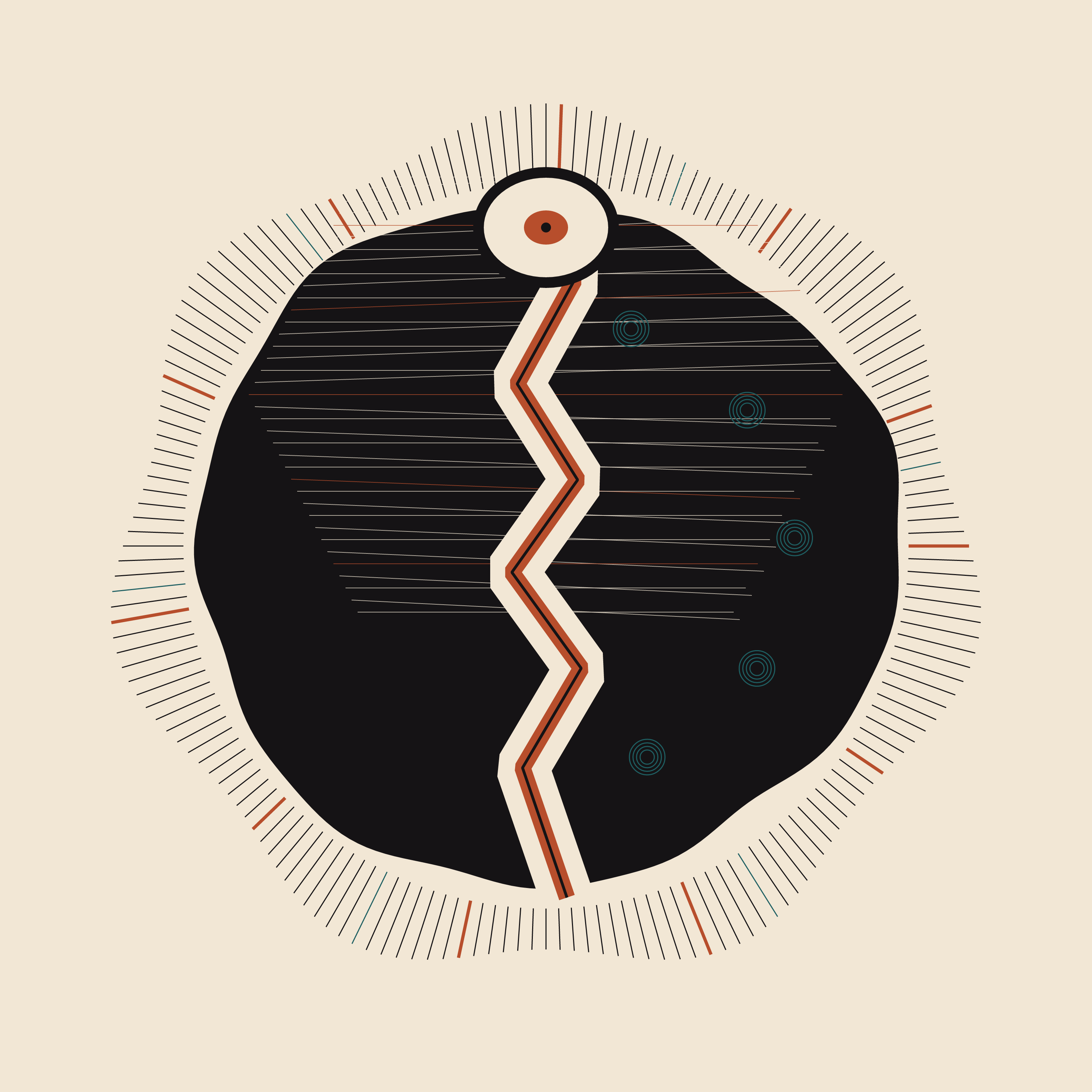 The Memory of Pressure, version 7: Thumbnail repair: carve a large quiet witness aperture at the failing upper fault junction, replacing fragile micro-detail with one memorable puncture.