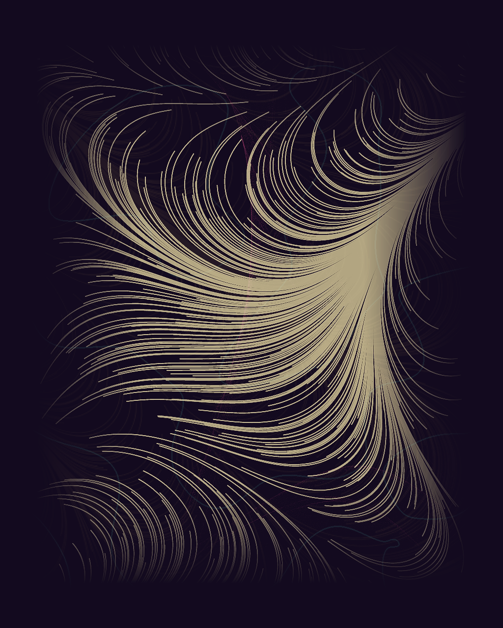 Where the Currents Decide to Gather, version 7: Synthesis V7 - four field systems become one gold gathering with cyan counter-rhythm and magenta consequence