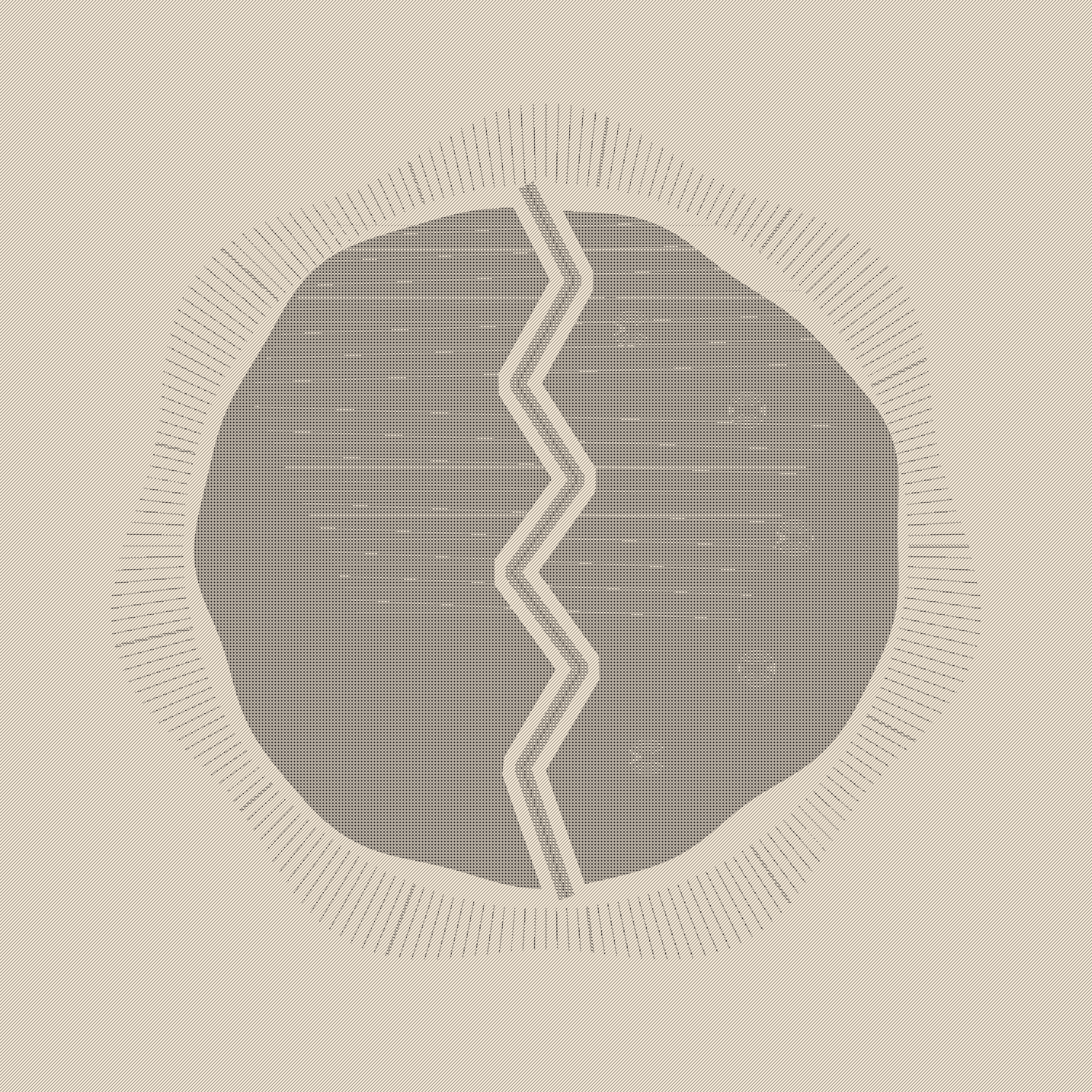The Memory of Pressure, version 9: Print branch: test whether a single-ink crosshatched edition deepens geological pressure without losing the cleft.