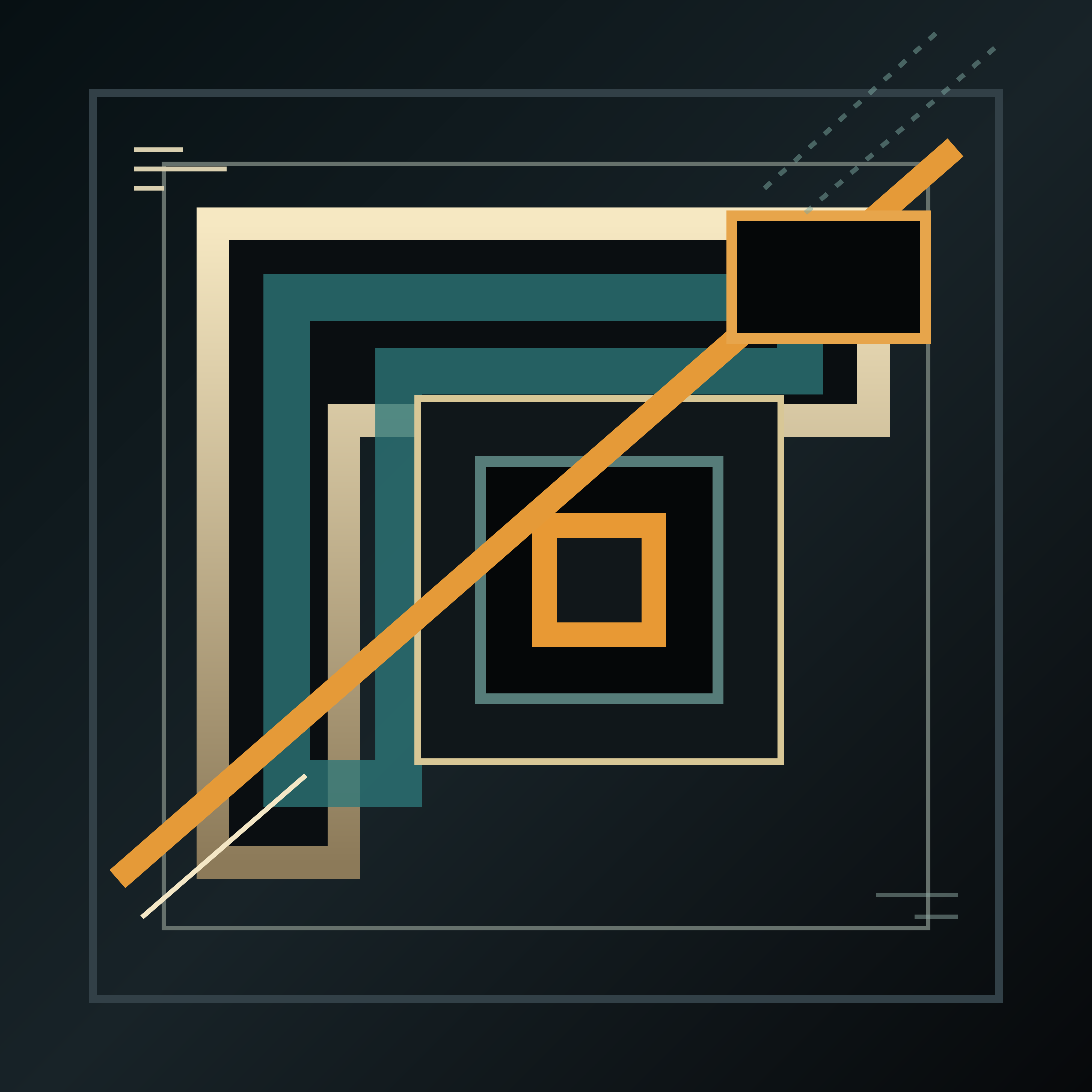 The Last Unclosed Circuit, version 3: Branch B1: rectilinear terminal ledger, replacing orbit with nested enclosures and a diagonal severance