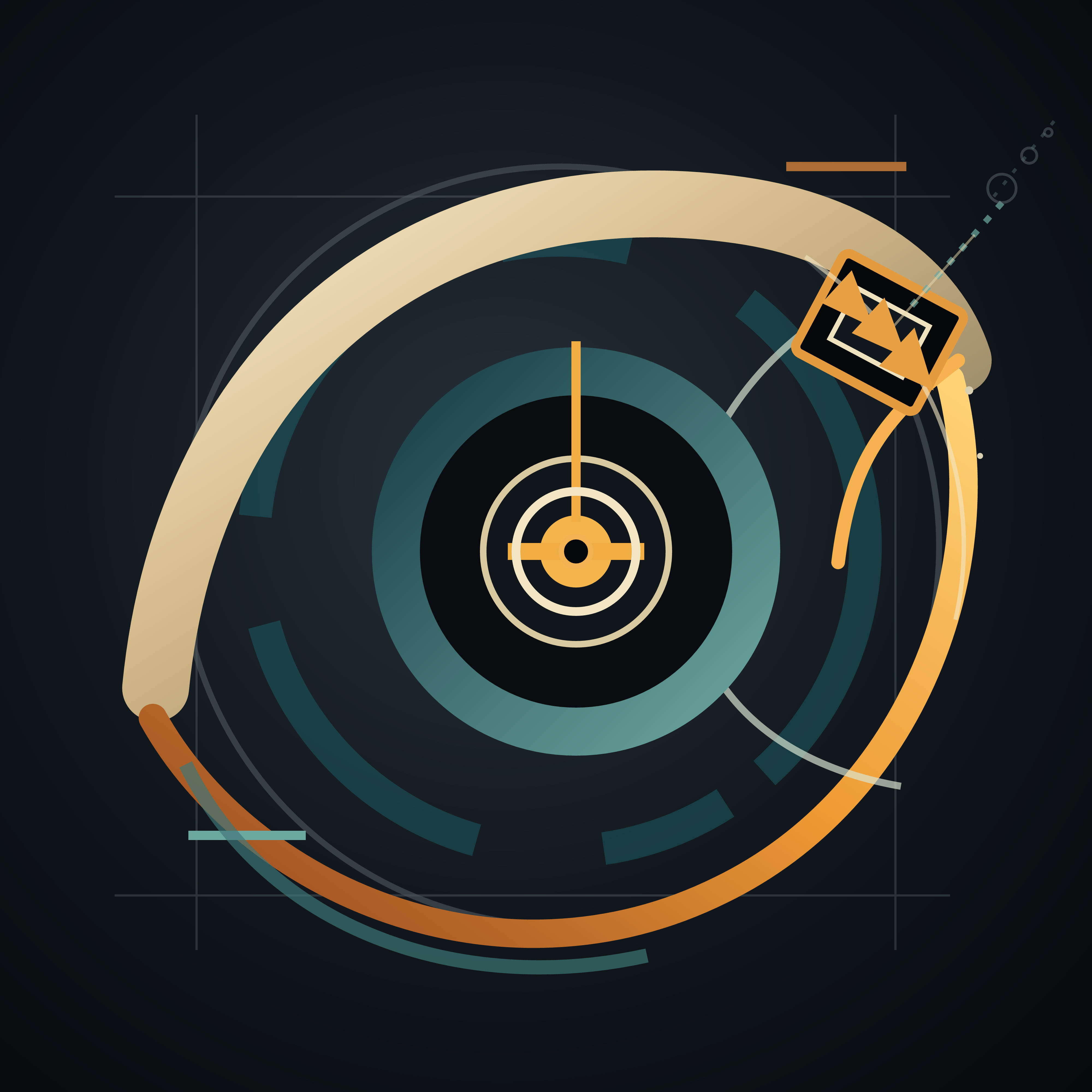 The Last Unclosed Circuit, version 5: Branch A3: witness aperture clarifies the final seal while outer remnant arcs keep the abandoned orbit visible