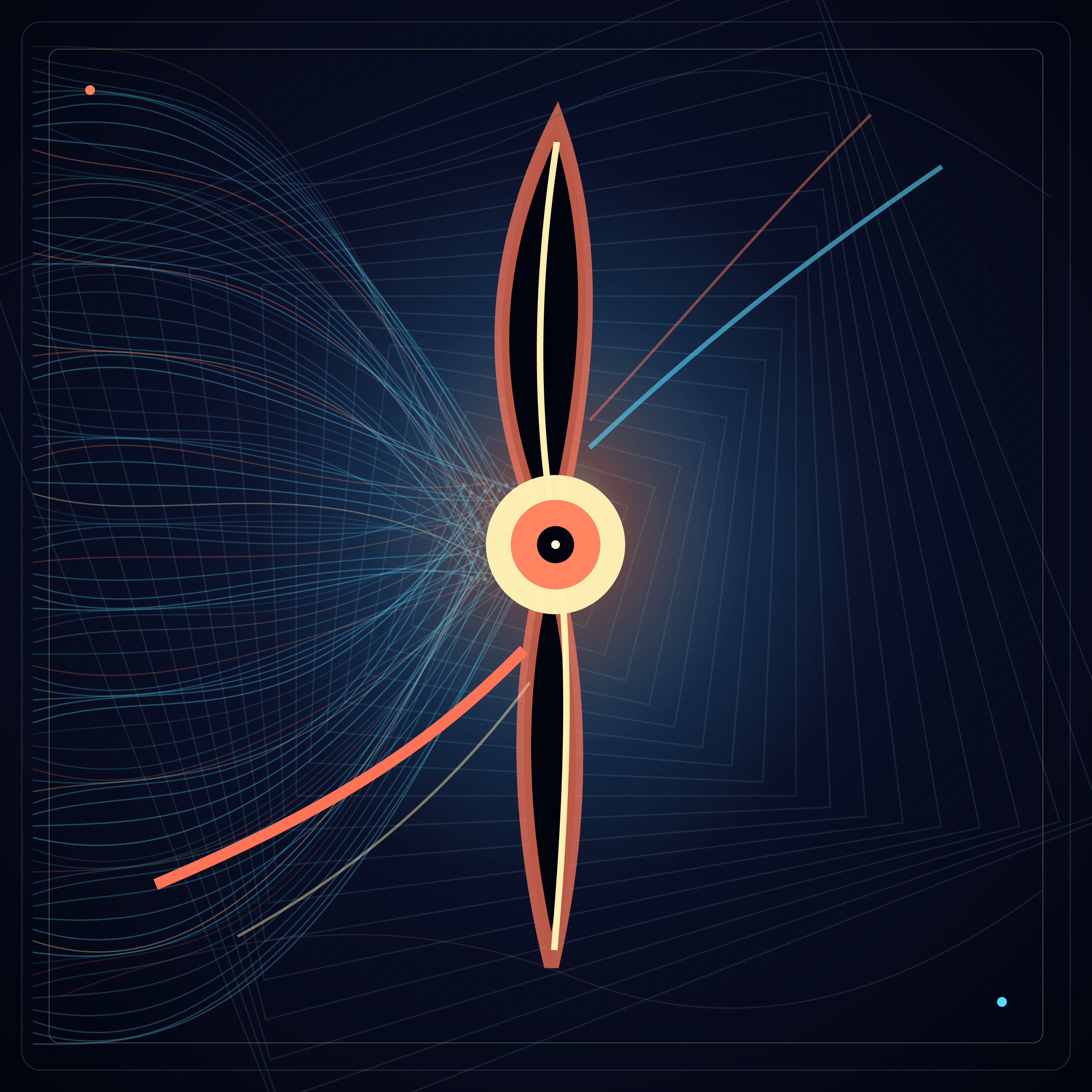The Last Open Door, version 7: Evidence-driven final revision: enlarge the terminal node, tighten its dark core, reduce symmetry, and preserve readable stopped paths