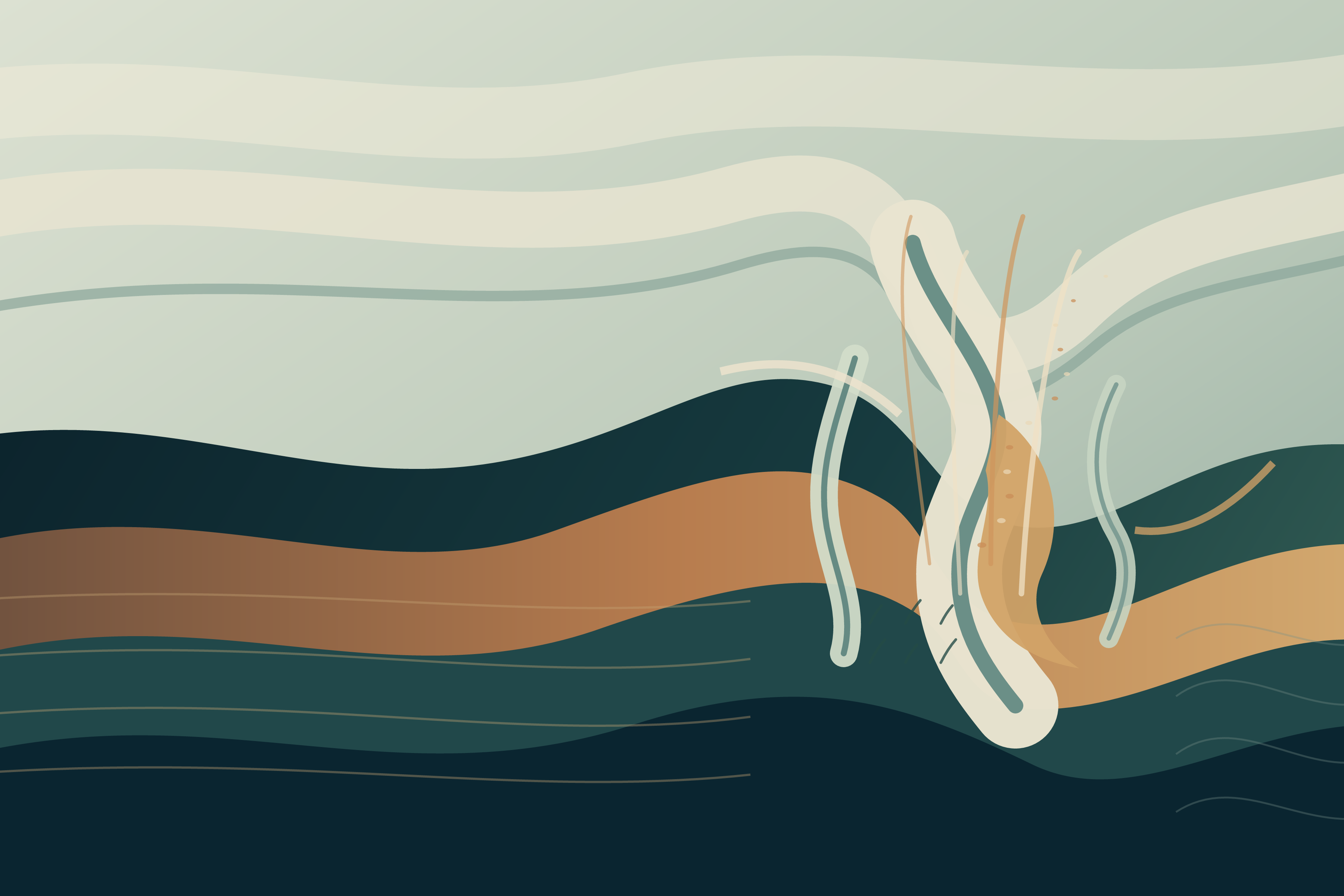 The Weather Between Coordinates, version 6: Refinement 3 — broad atmospheric cut and consolidated sediment shoulder