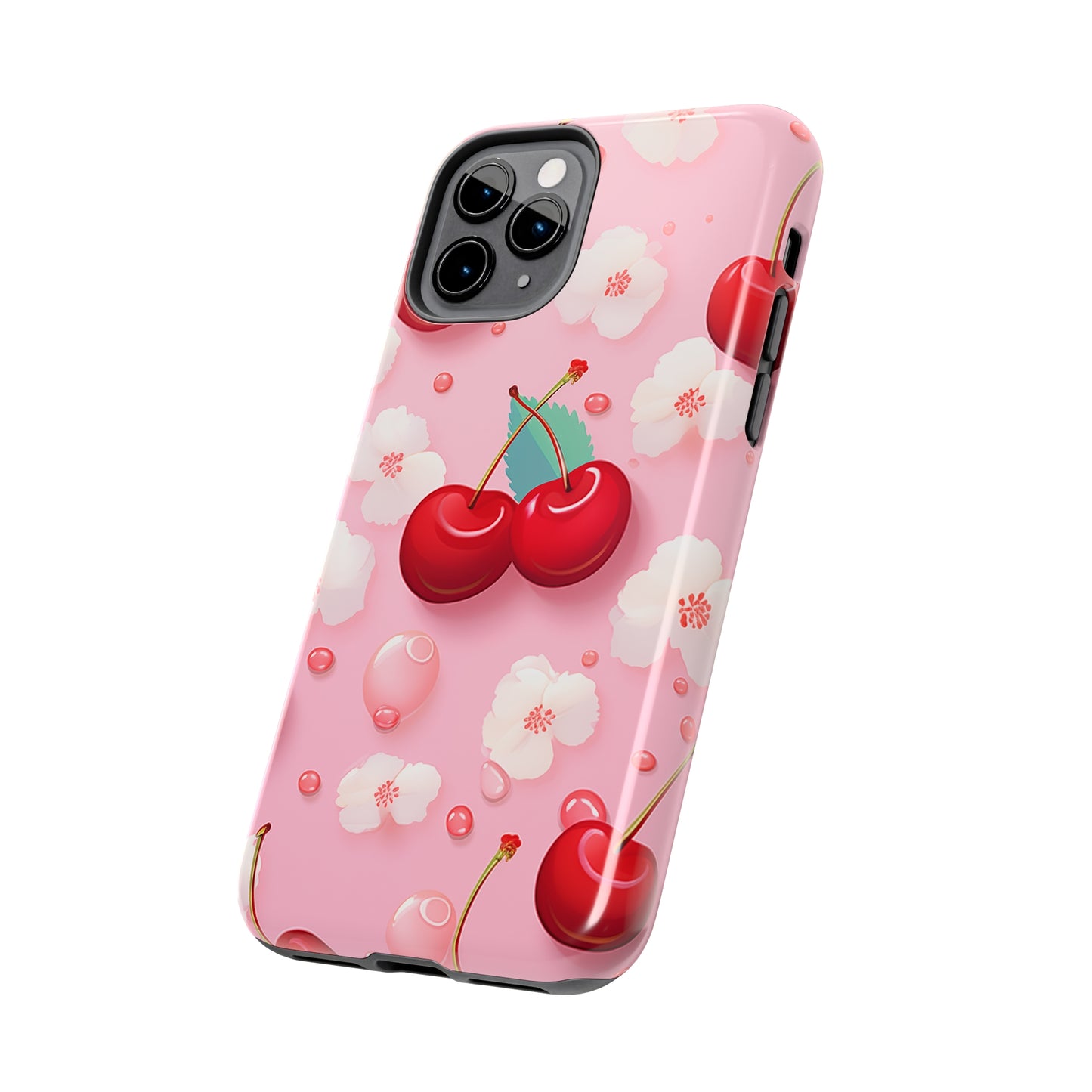 Cherries and Cherry Blossoms #02, iPhone 7, 8, X, 11, 12, 13, 14, 15+ case.