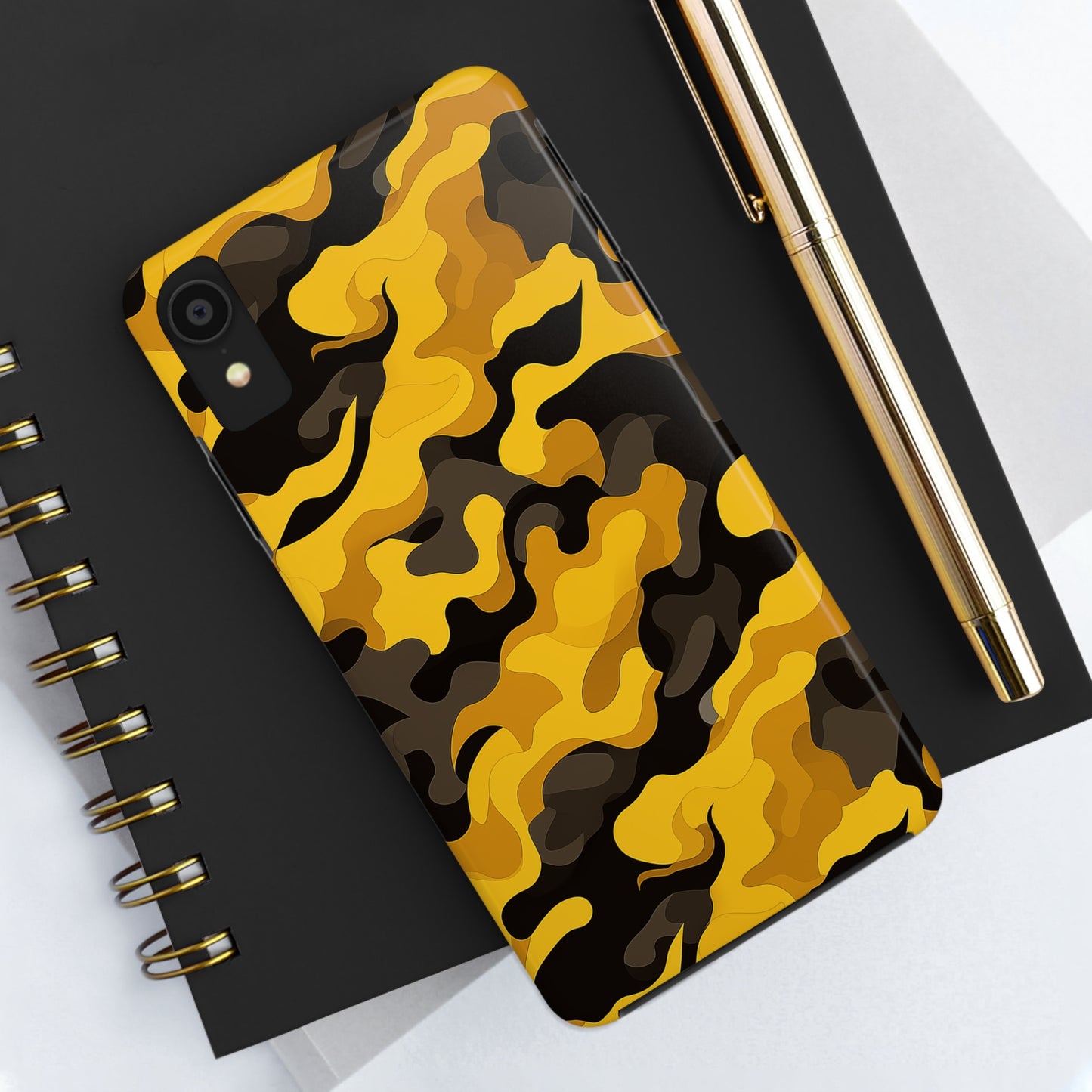 Yellow Camouflage, iPhone 7, 8, X, 11, 12, 13, 14, 15+ case.