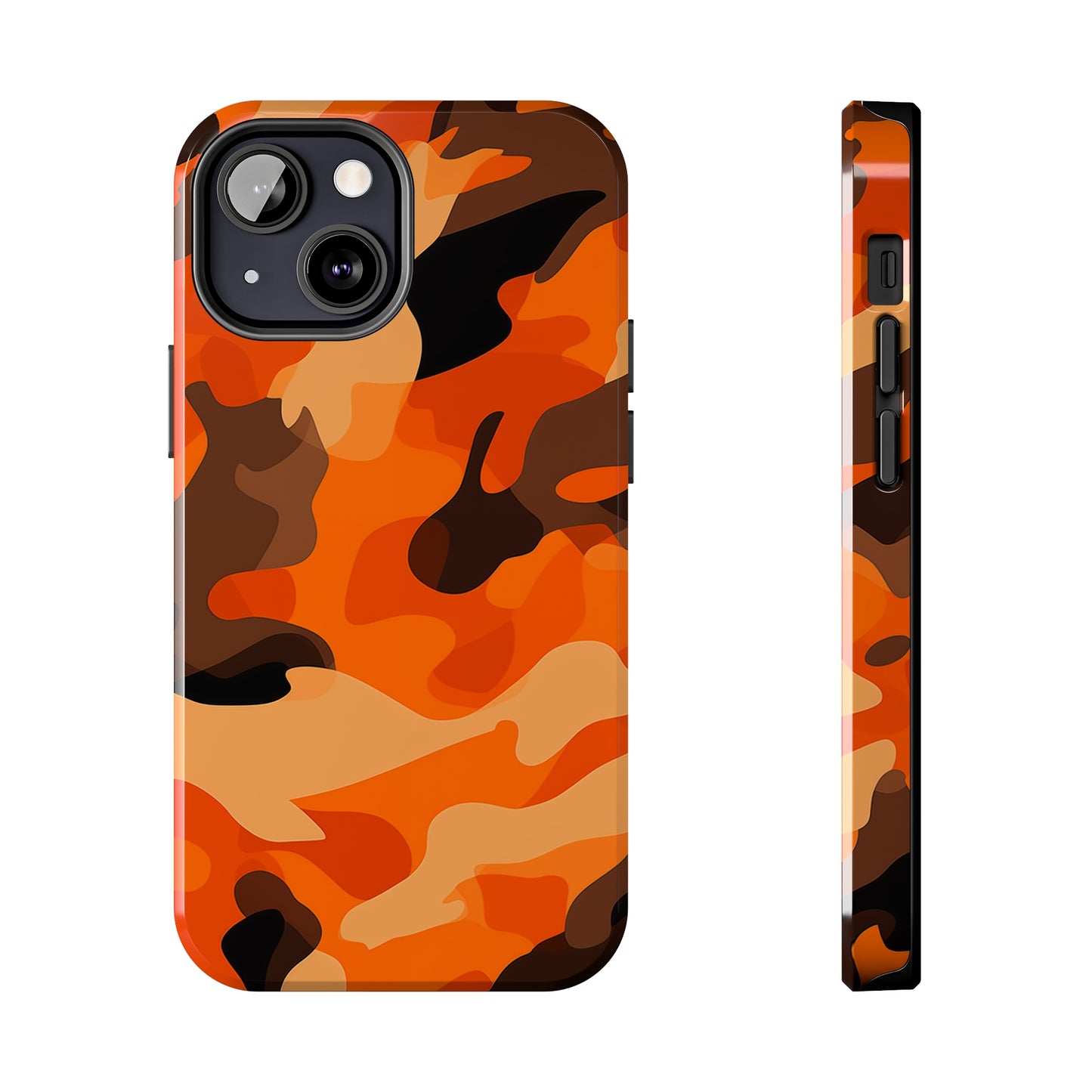 Orange Camouflage, iPhone 7, 8, X, 11, 12, 13, 14, 15+ case.