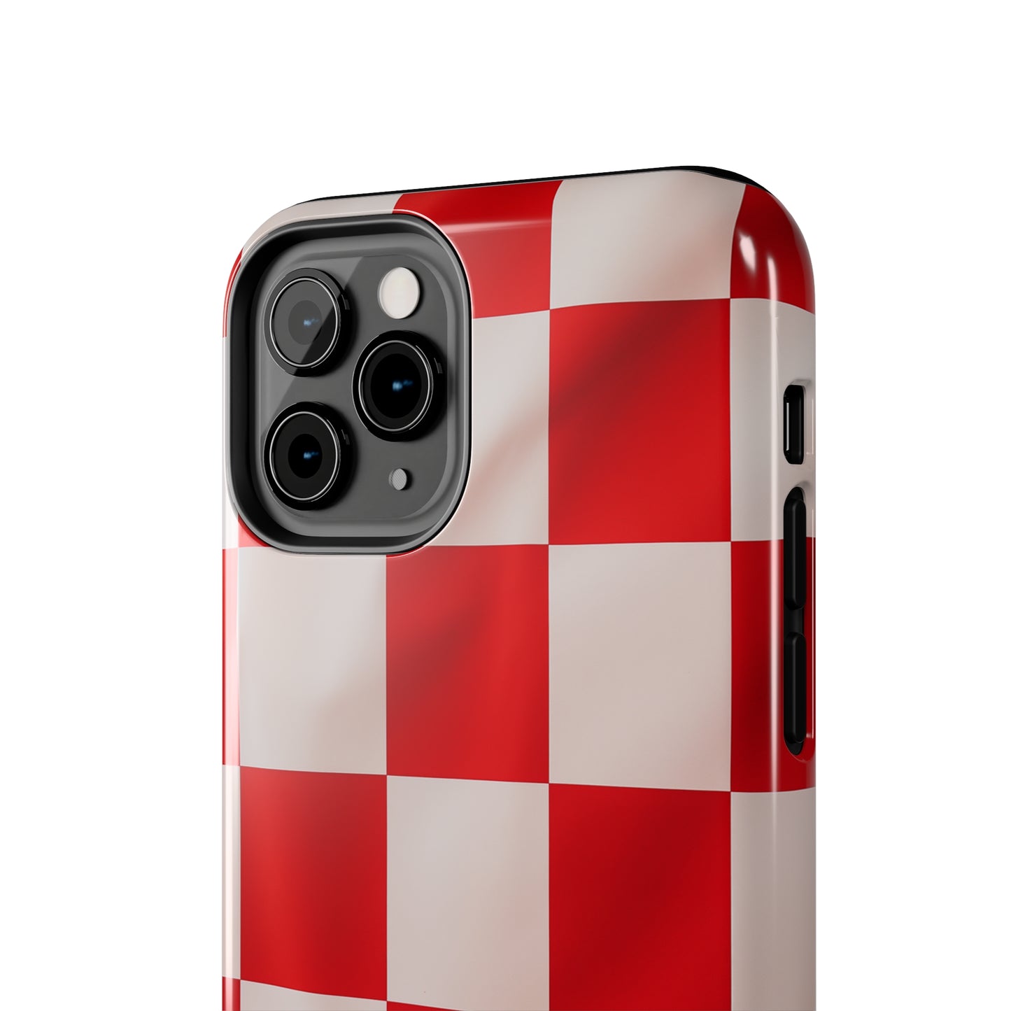 Checkered red, iPhone 7, 8, X, 11, 12, 13, 14, 15+ case.