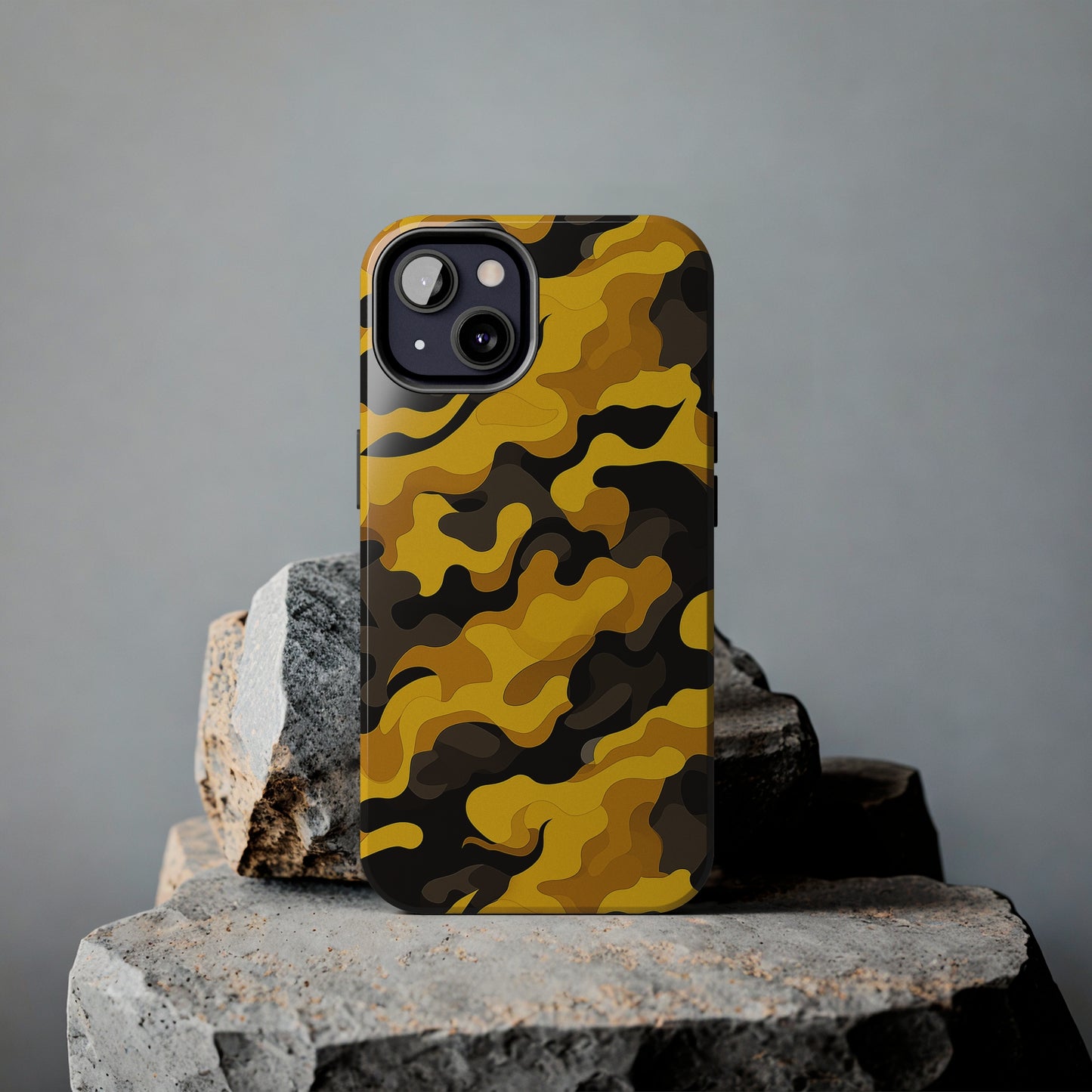 Yellow Camouflage, iPhone 7, 8, X, 11, 12, 13, 14, 15+ case.