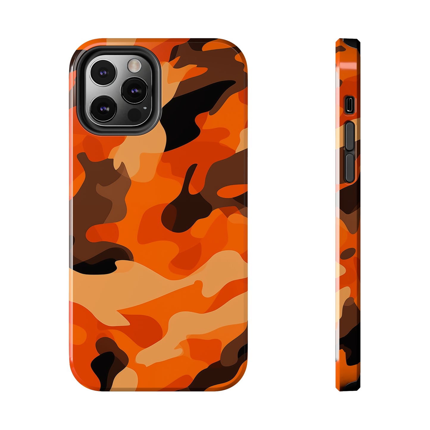 Orange Camouflage, iPhone 7, 8, X, 11, 12, 13, 14, 15+ case.