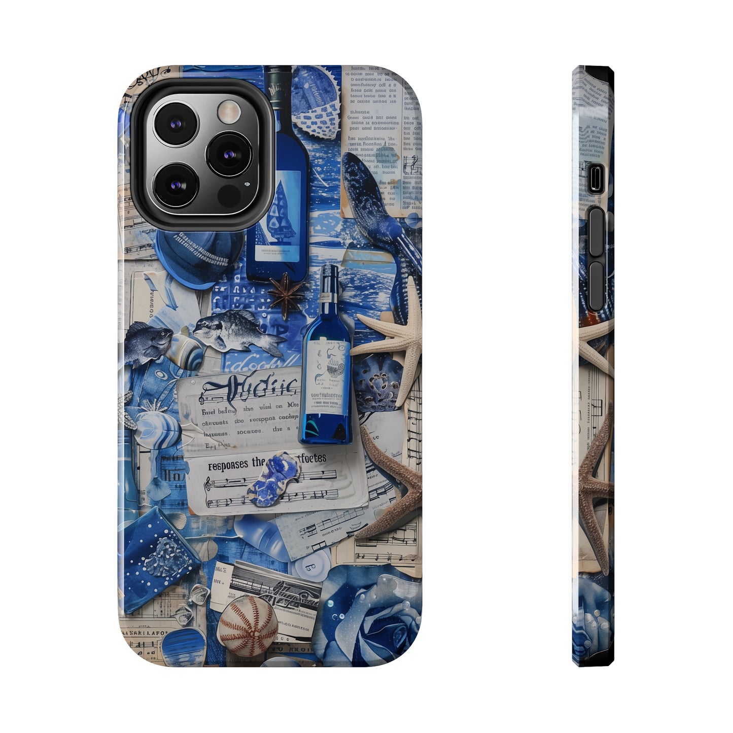 Various blue collage 03, iPhone 7, 8, X, 11, 12, 13, 14, 15+ case.