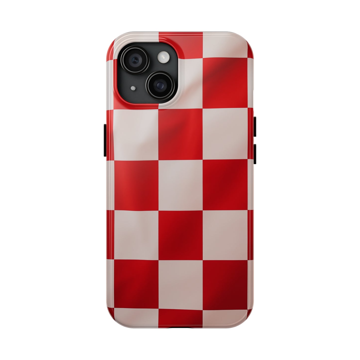 Checkered red, iPhone 7, 8, X, 11, 12, 13, 14, 15+ case.