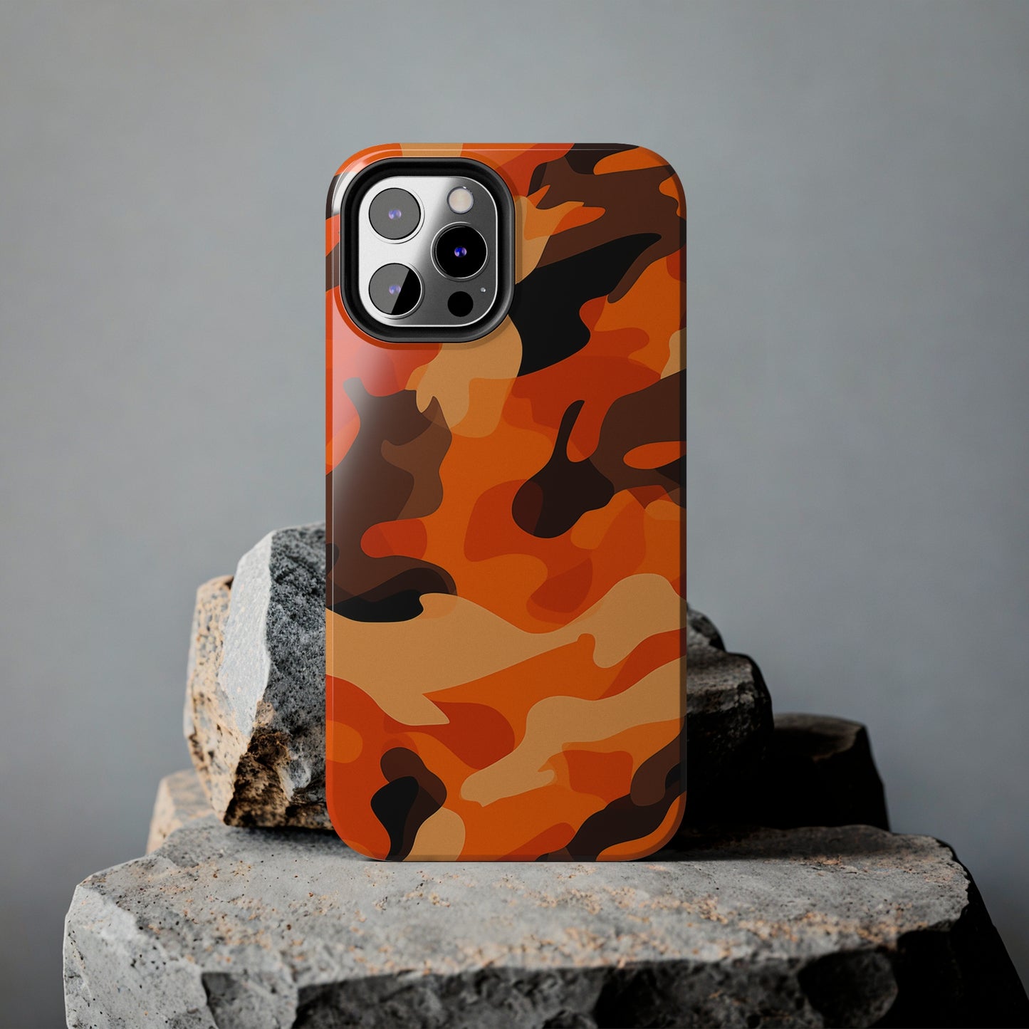 Orange Camouflage, iPhone 7, 8, X, 11, 12, 13, 14, 15+ case.