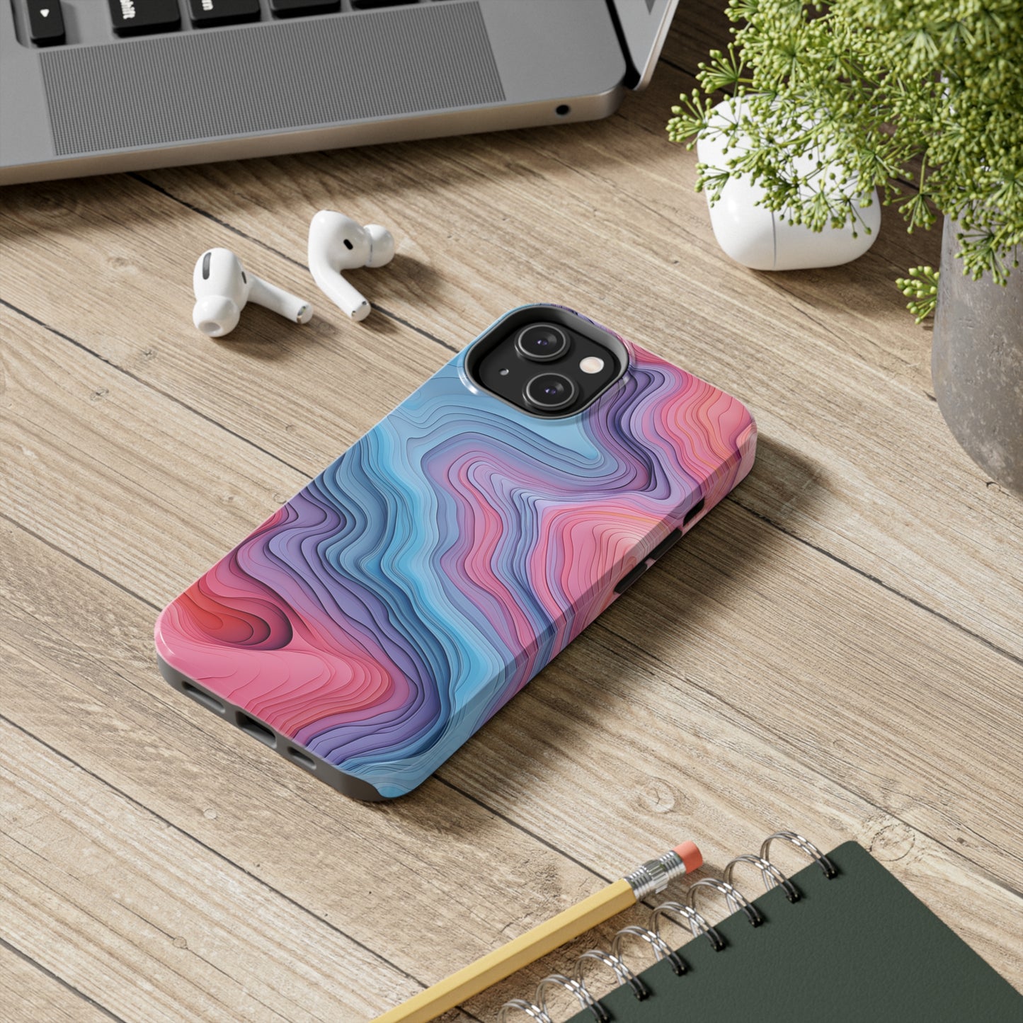 Topographical, iPhone 7, 8, X, 11, 12, 13, 14, 15+ case.