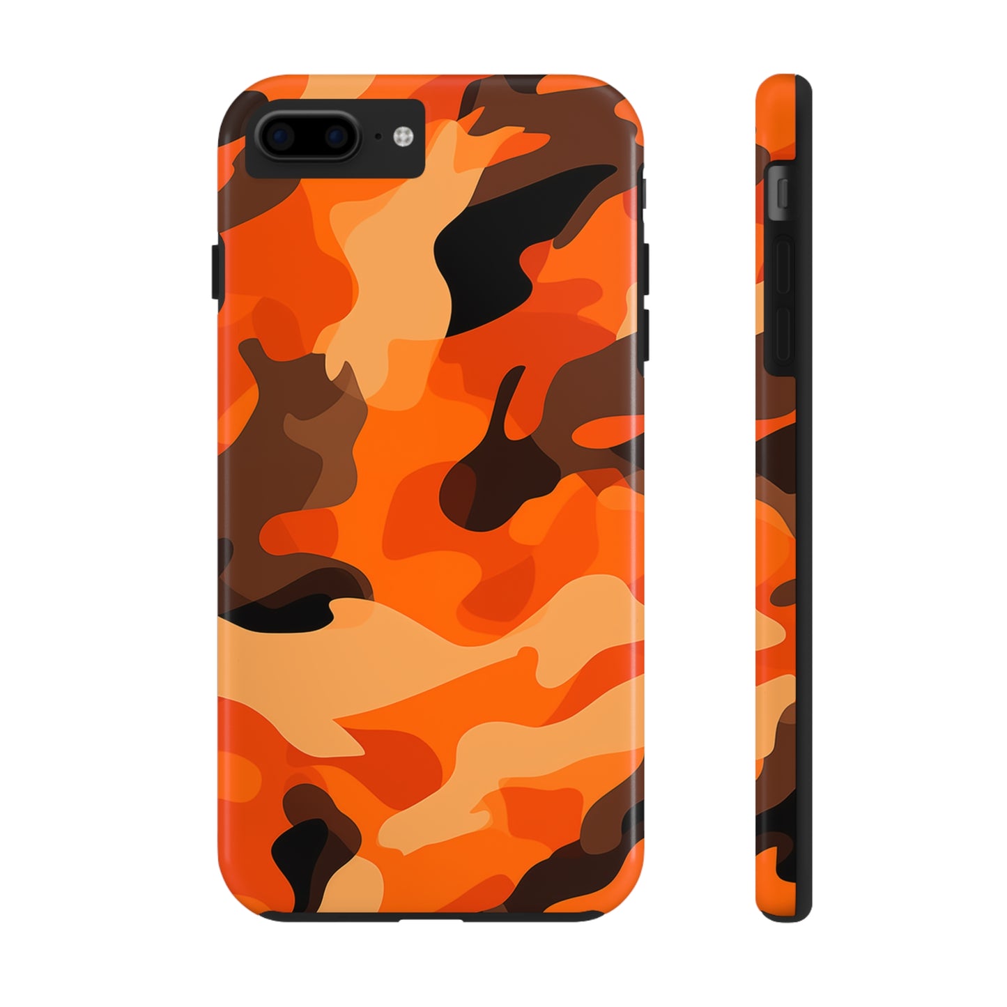 Orange Camouflage, iPhone 7, 8, X, 11, 12, 13, 14, 15+ case.