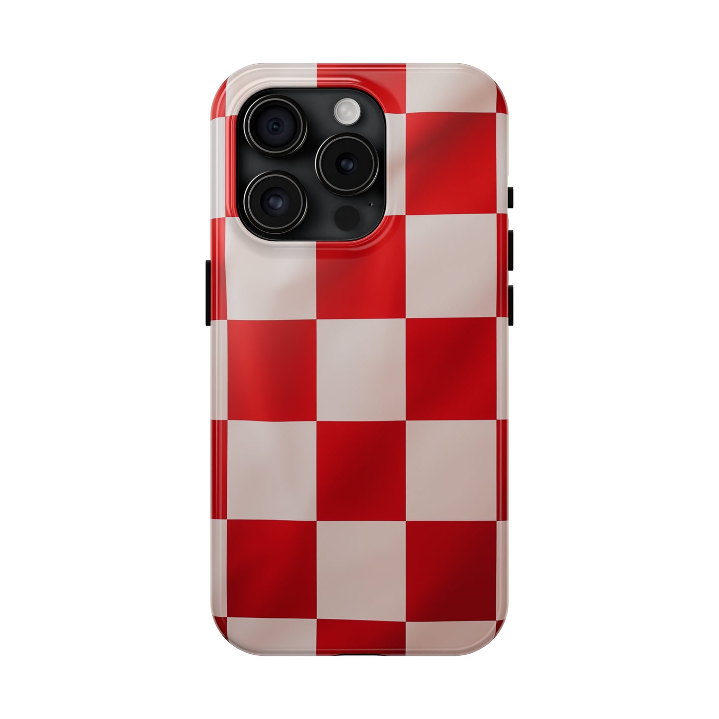 Checkered red, iPhone 7, 8, X, 11, 12, 13, 14, 15+ case.