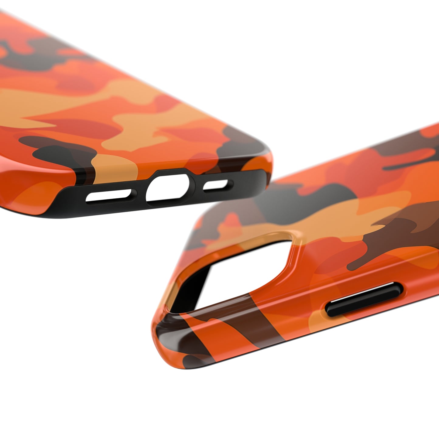 Orange Camouflage, iPhone 7, 8, X, 11, 12, 13, 14, 15+ case.