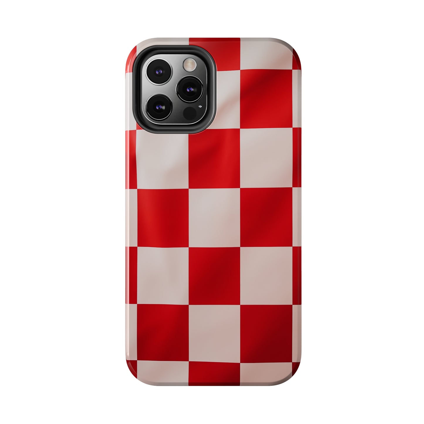 Checkered red, iPhone 7, 8, X, 11, 12, 13, 14, 15+ case.