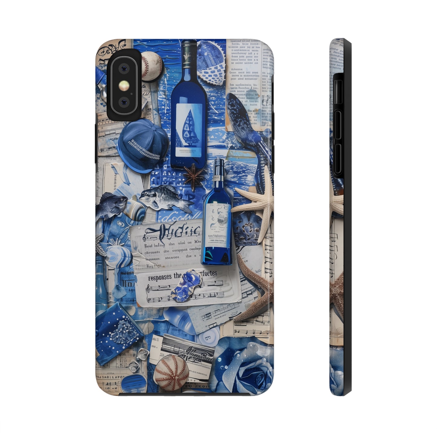 Various blue collage 03, iPhone 7, 8, X, 11, 12, 13, 14, 15+ case.