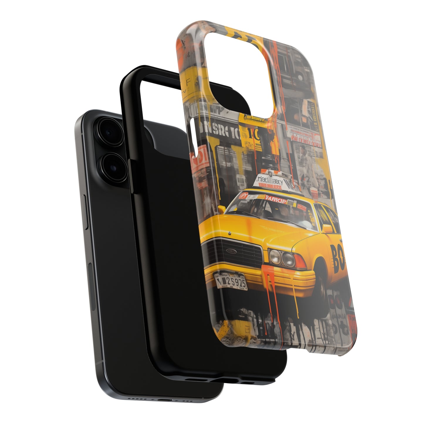 New York City, taxi cab, iPhone 7, 8, X, 11, 12, 13, 14, 15+ case.