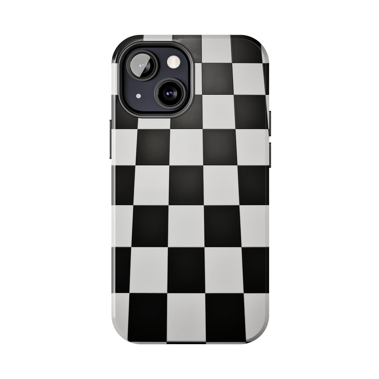 Checkered black and white, iPhone 7, 8, X, 11, 12, 13, 14, 15+ case.