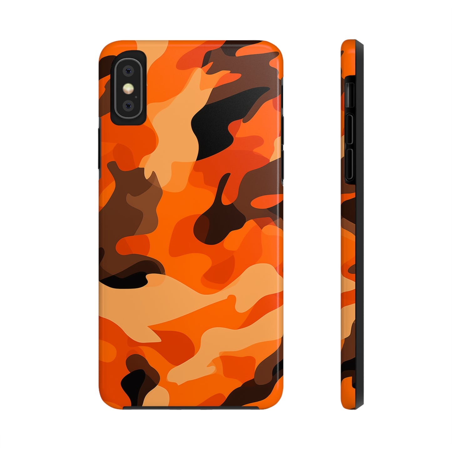 Orange Camouflage, iPhone 7, 8, X, 11, 12, 13, 14, 15+ case.