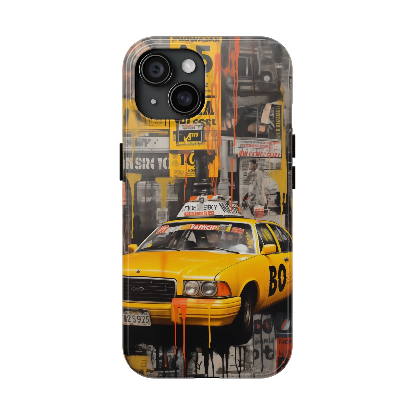 New York City, taxi cab, iPhone 7, 8, X, 11, 12, 13, 14, 15+ case.