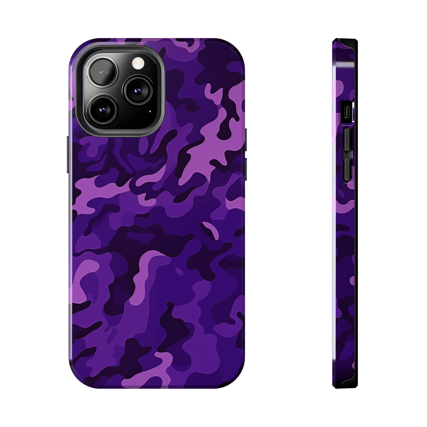 Purple Camouflage, iPhone 7, 8, X, 11, 12, 13, 14, 15+ case.