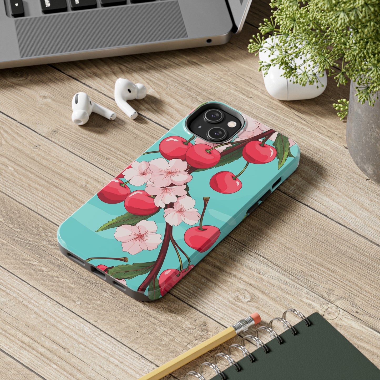 Cherries #06, iPhone 7, 8, X, 11, 12, 13, 14, 15+ case.