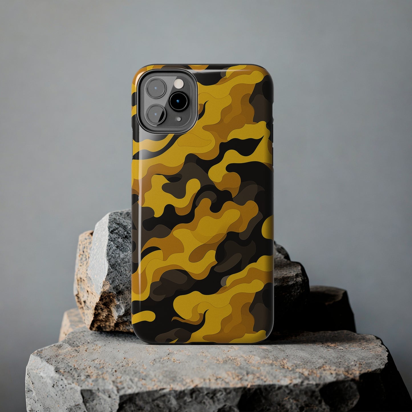 Yellow Camouflage, iPhone 7, 8, X, 11, 12, 13, 14, 15+ case.