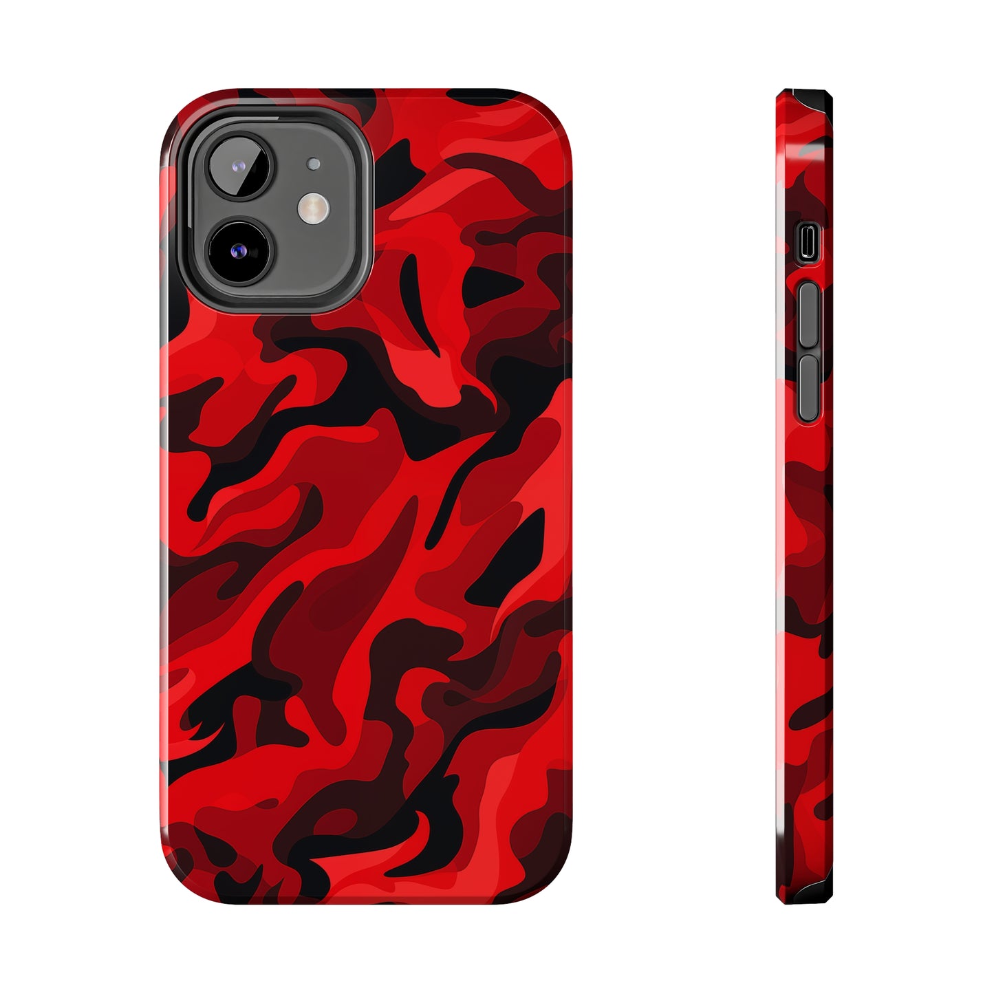 Red Camouflage, iPhone 7, 8, X, 11, 12, 13, 14, 15+ case.