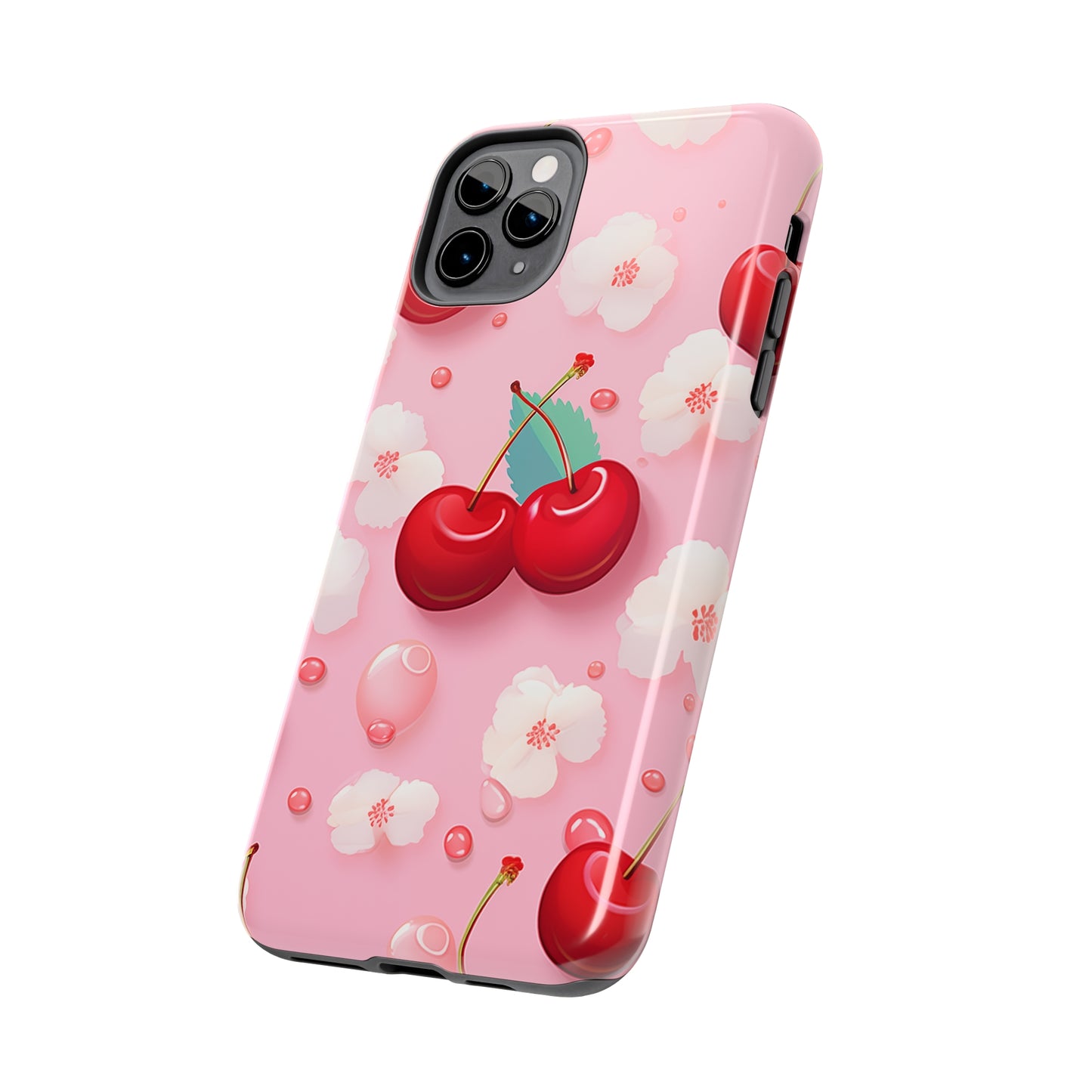 Cherries and Cherry Blossoms #02, iPhone 7, 8, X, 11, 12, 13, 14, 15+ case.