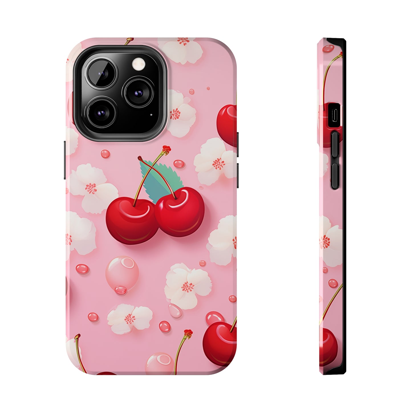 Cherries and Cherry Blossoms #02, iPhone 7, 8, X, 11, 12, 13, 14, 15+ case.