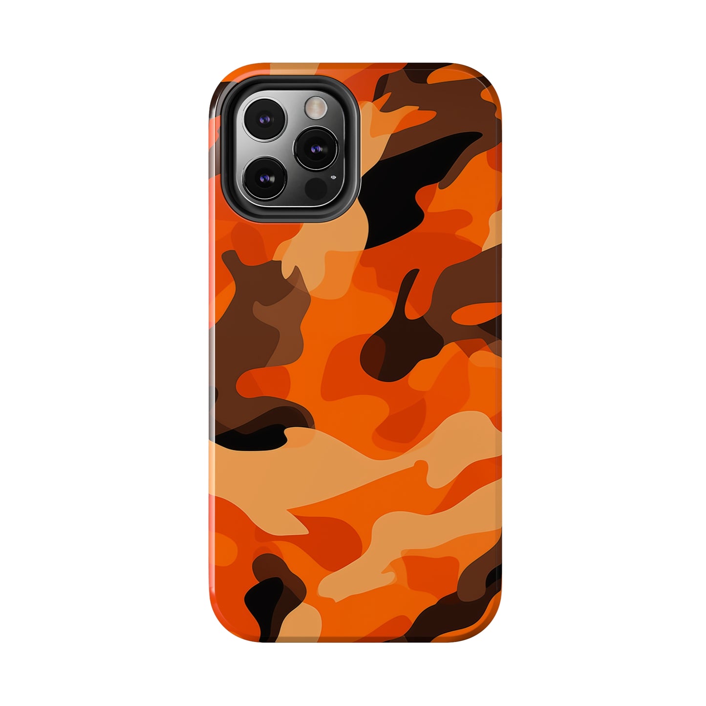 Orange Camouflage, iPhone 7, 8, X, 11, 12, 13, 14, 15+ case.