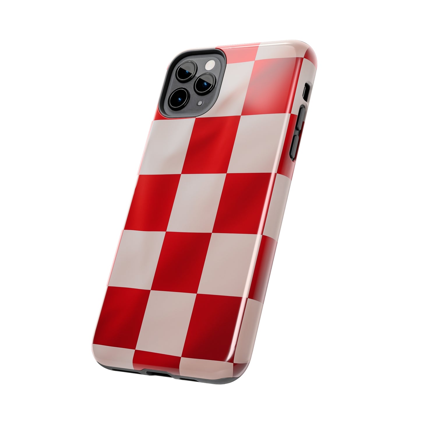 Checkered red, iPhone 7, 8, X, 11, 12, 13, 14, 15+ case.